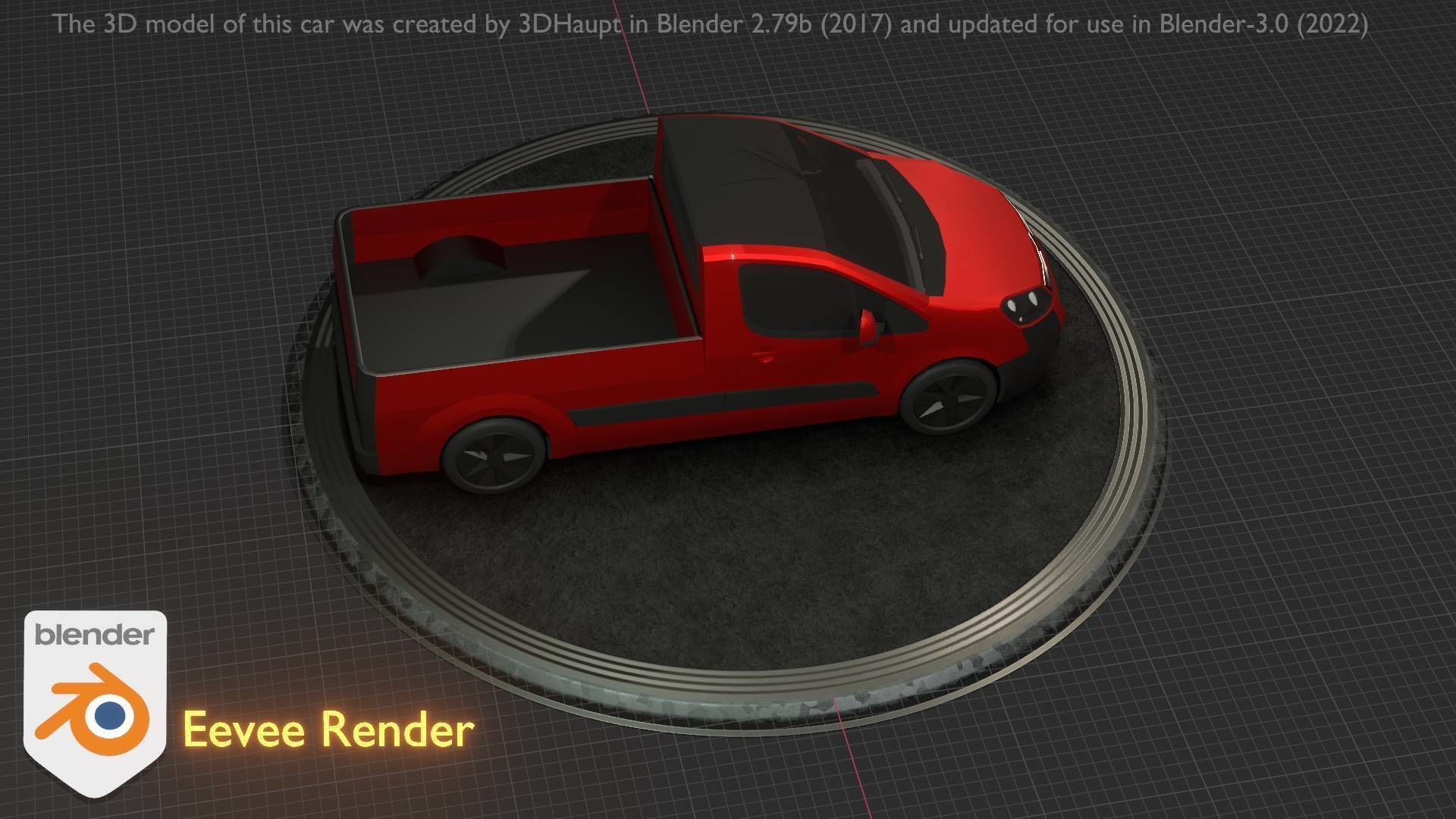 City Car 39 Utility Vehicles Van Pickup 1500 Type-D Red Low-poly 3D model_64