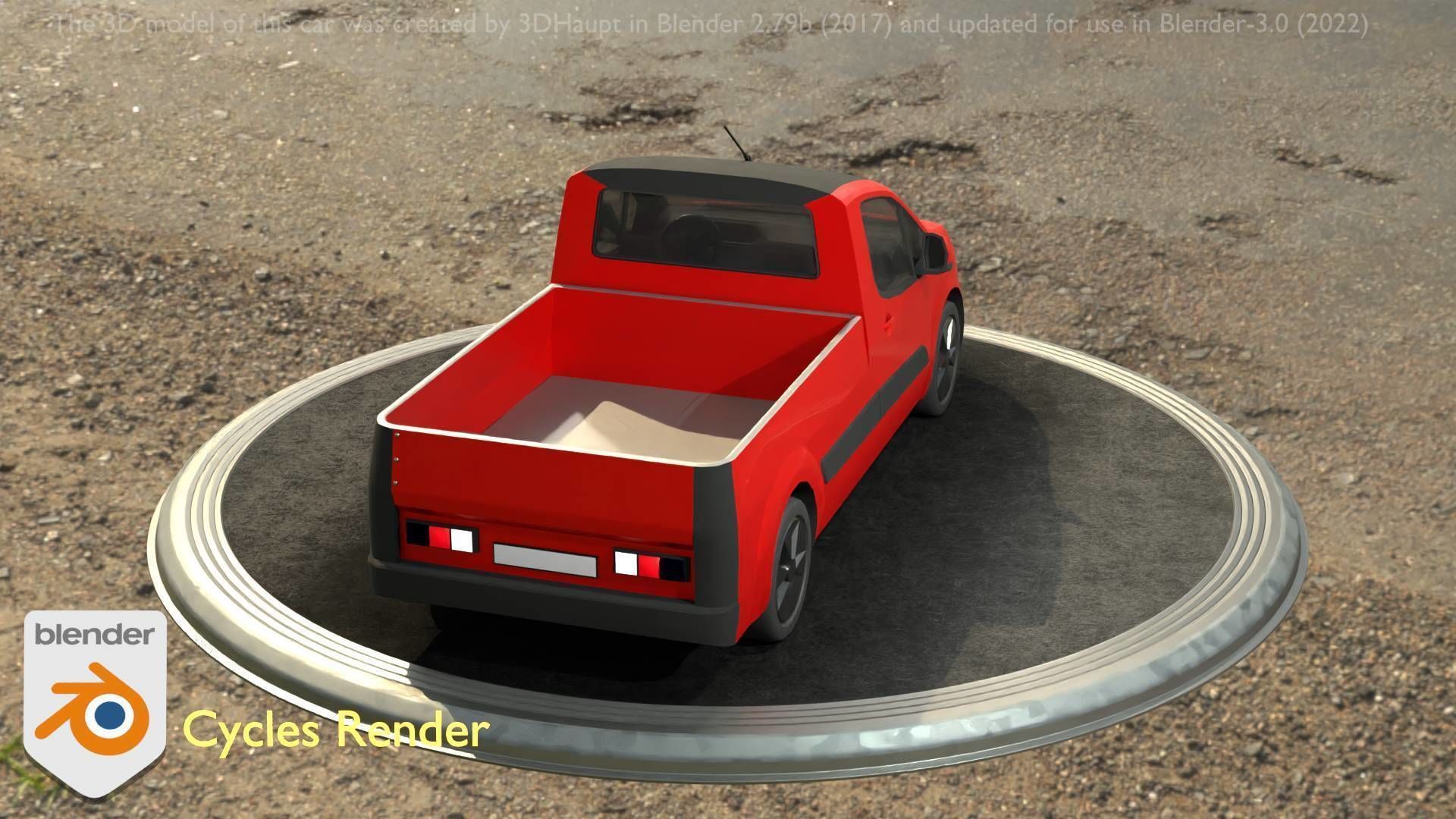 City Car 39 Utility Vehicles Van Pickup 1500 Type-D Red Low-poly 3D model_48