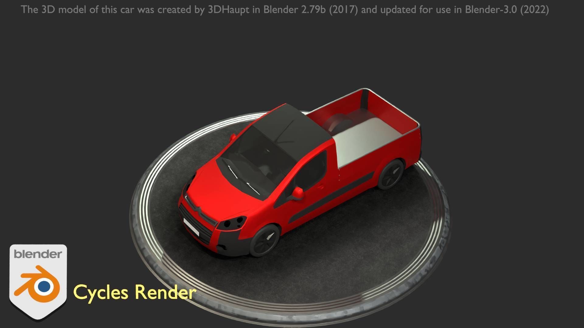 City Car 39 Utility Vehicles Van Pickup 1500 Type-D Red Low-poly 3D model_71