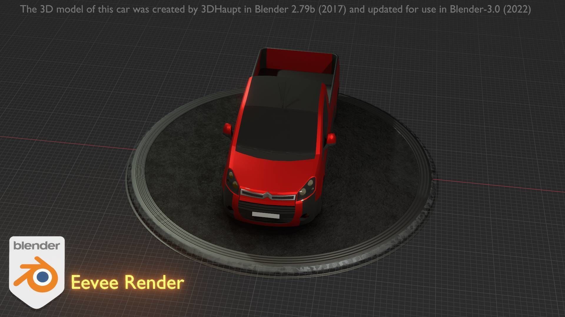 City Car 39 Utility Vehicles Van Pickup 1500 Type-D Red Low-poly 3D model_34