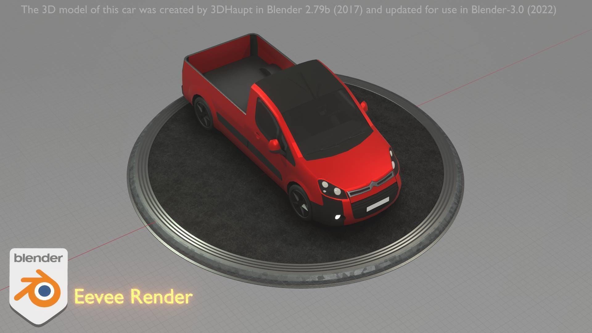 City Car 39 Utility Vehicles Van Pickup 1500 Type-D Red Low-poly 3D model_23
