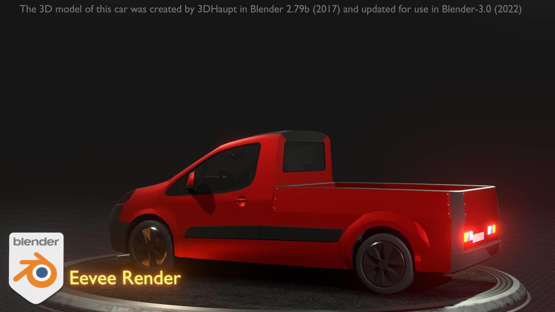 City Car 39 Utility Vehicles Van Pickup 1500 Type-D Red Low-poly 3D model_73