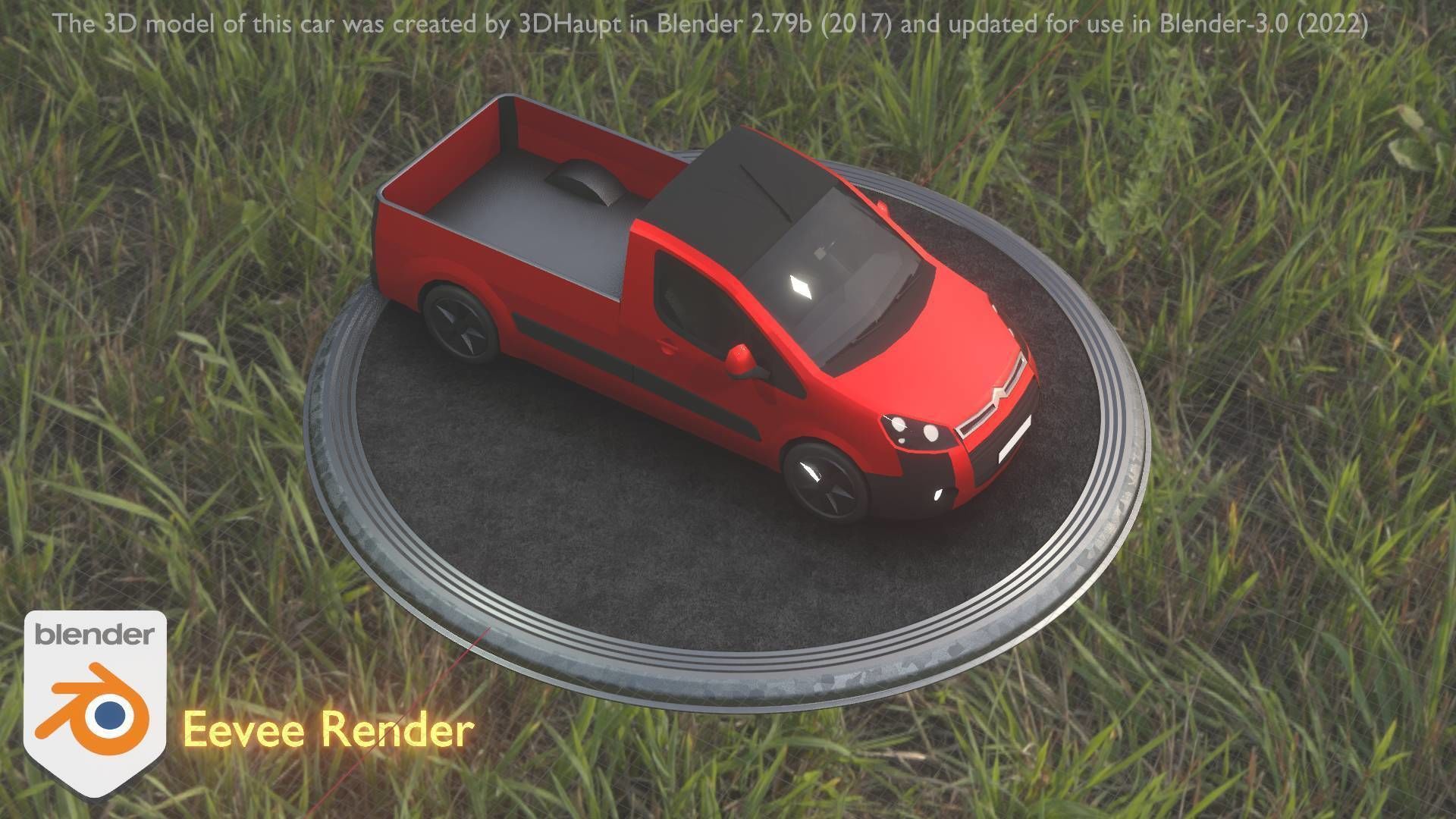 City Car 39 Utility Vehicles Van Pickup 1500 Type-D Red Low-poly 3D model_68