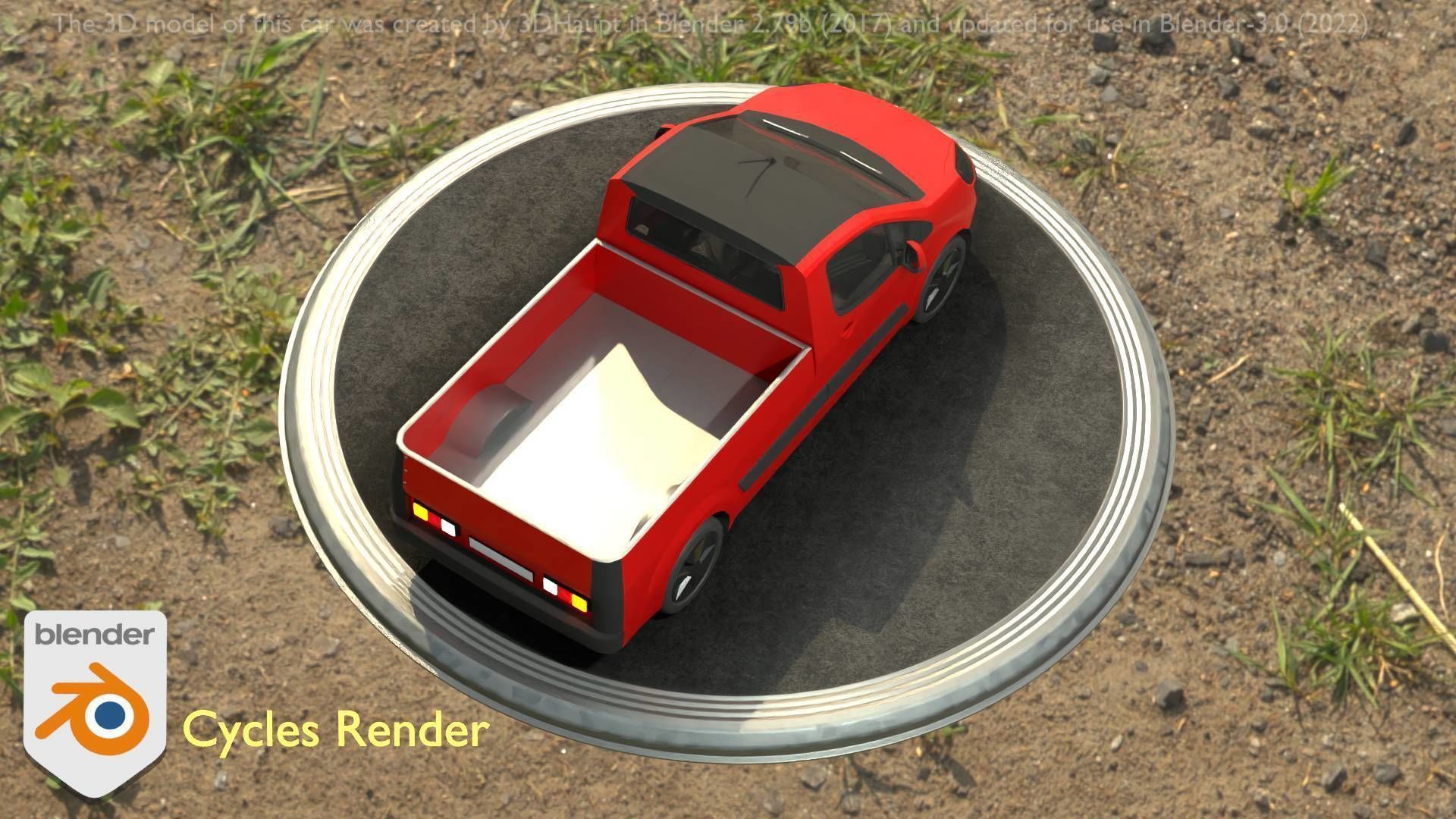 City Car 39 Utility Vehicles Van Pickup 1500 Type-D Red Low-poly 3D model_21