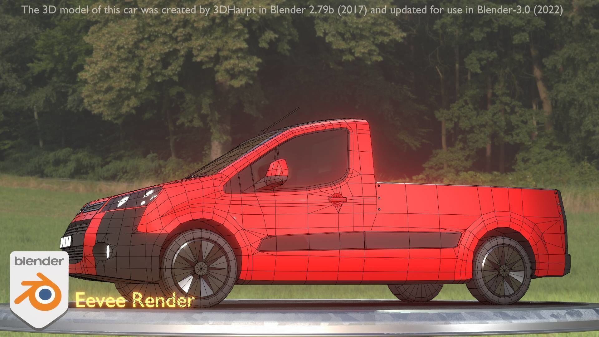 City Car 39 Utility Vehicles Van Pickup 1500 Type-D Red Low-poly 3D model_89