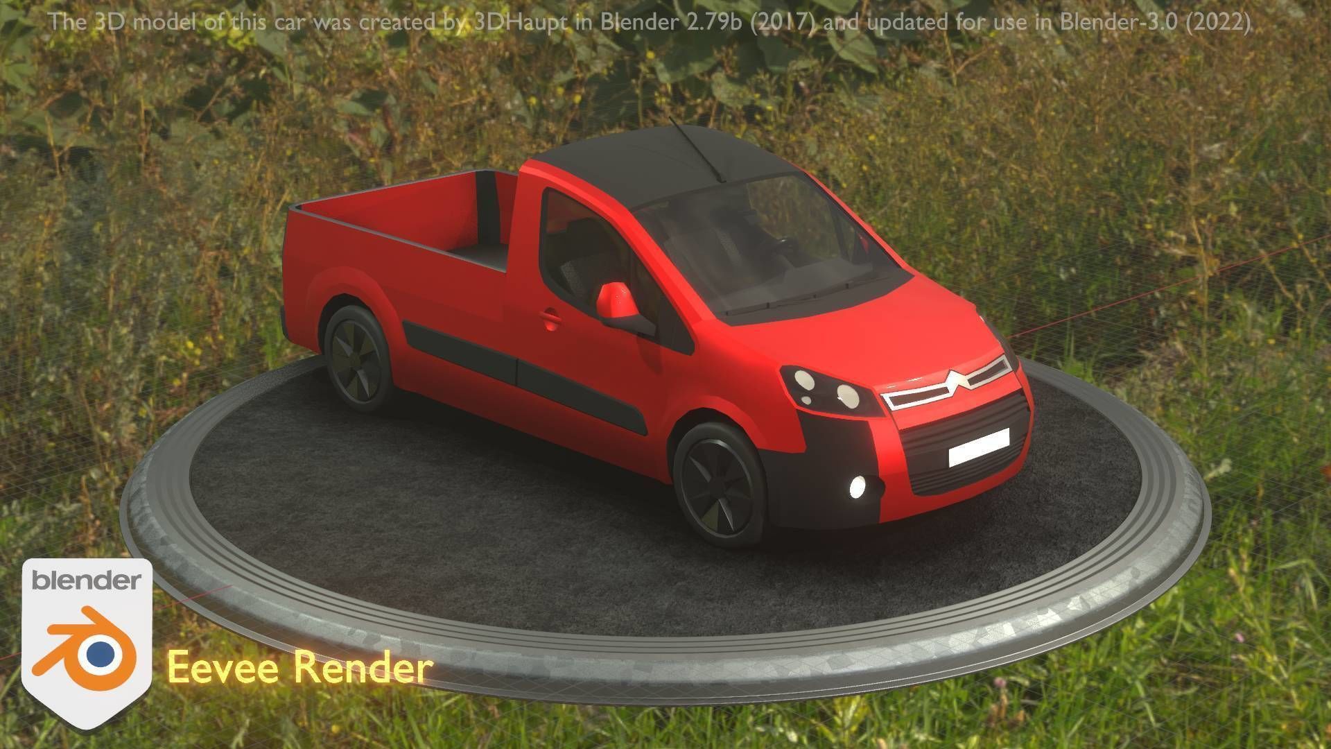 City Car 39 Utility Vehicles Van Pickup 1500 Type-D Red Low-poly 3D model_40