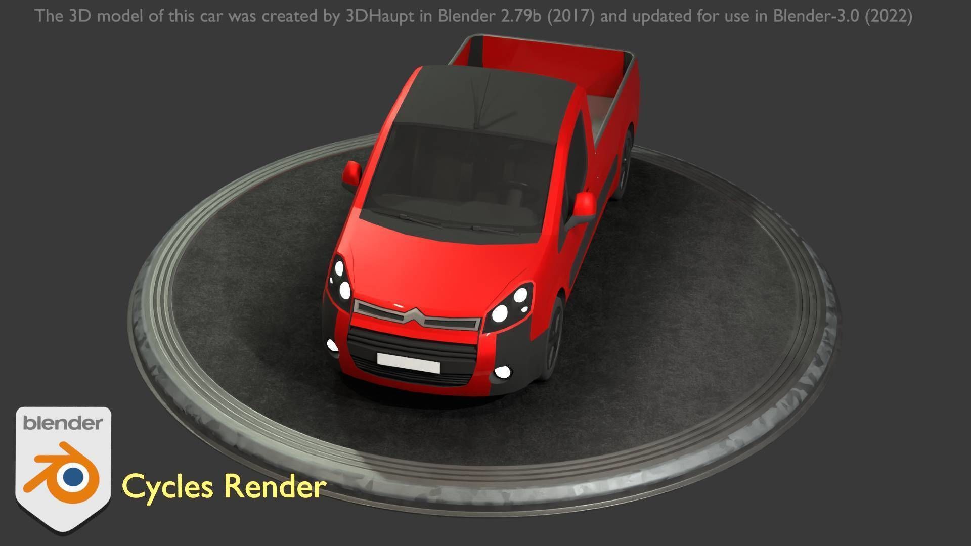 City Car 39 Utility Vehicles Van Pickup 1500 Type-D Red Low-poly 3D model_63
