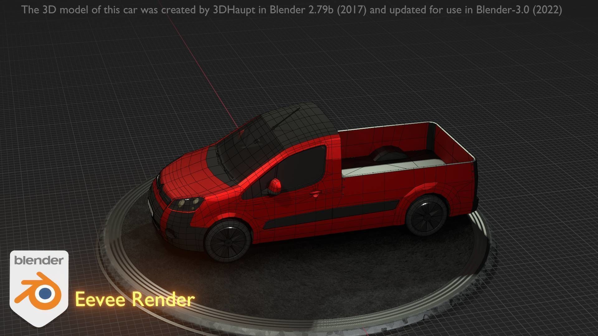 City Car 39 Utility Vehicles Van Pickup 1500 Type-D Red Low-poly 3D model_74