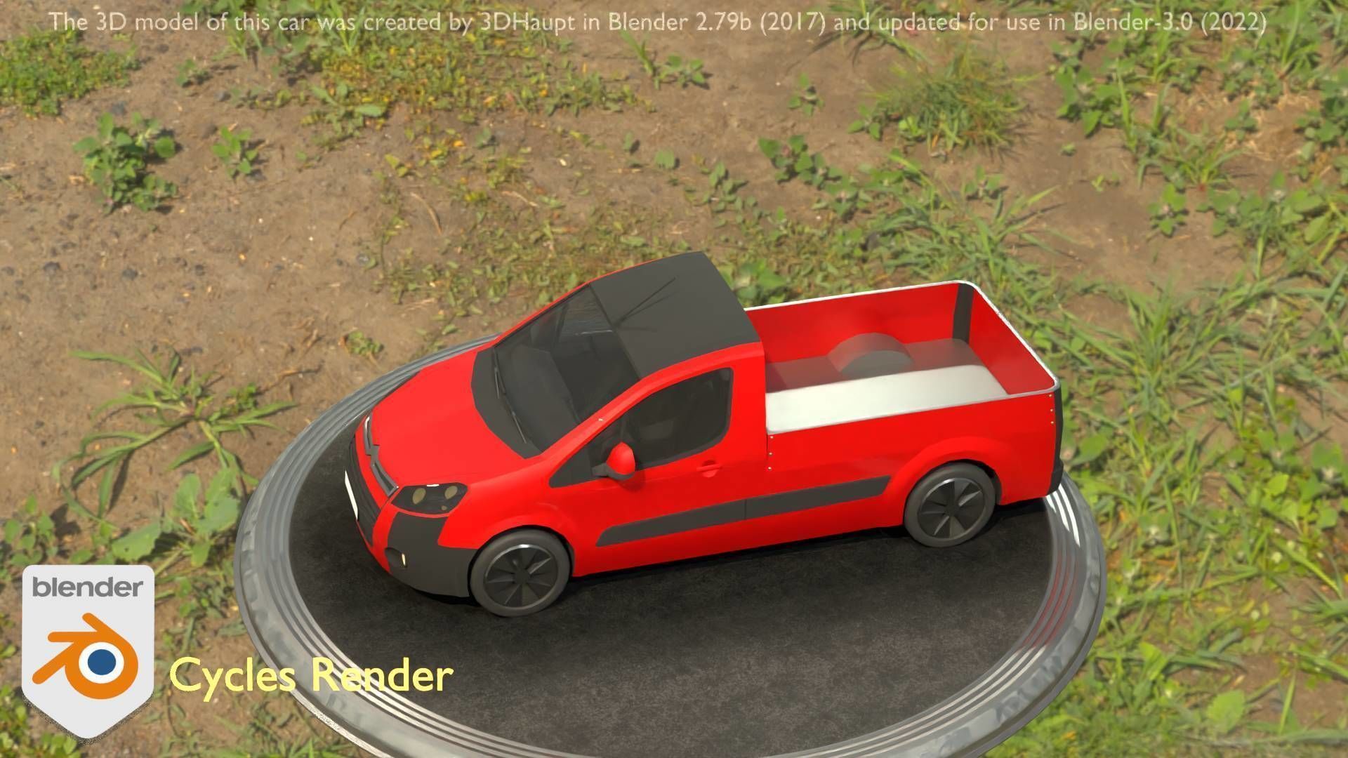 City Car 39 Utility Vehicles Van Pickup 1500 Type-D Red Low-poly 3D model_25