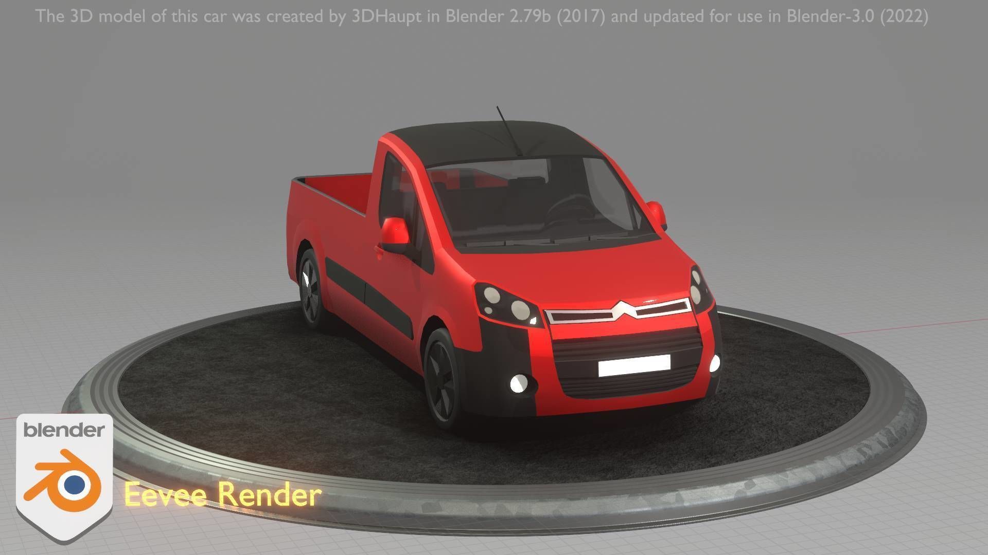 City Car 39 Utility Vehicles Van Pickup 1500 Type-D Red Low-poly 3D model_83