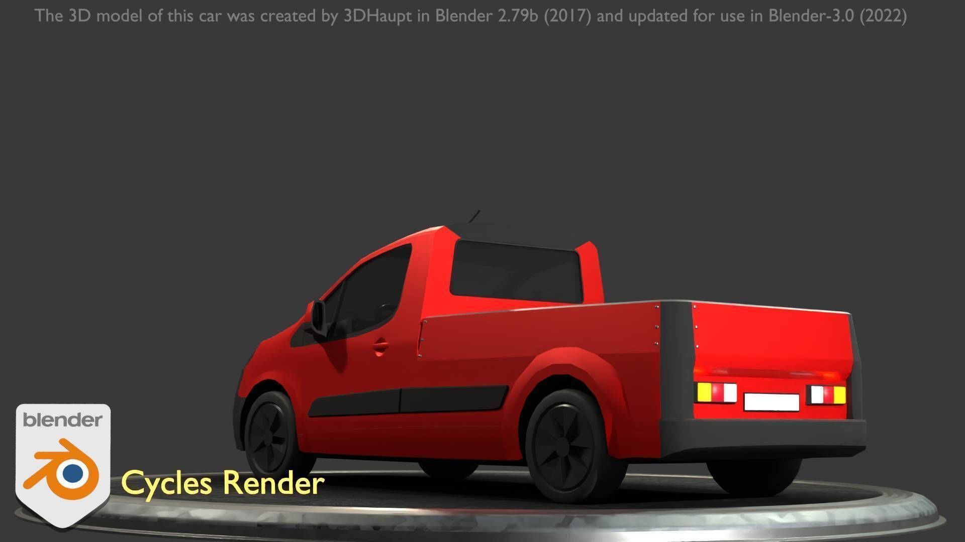 City Car 39 Utility Vehicles Van Pickup 1500 Type-D Red Low-poly 3D model_69
