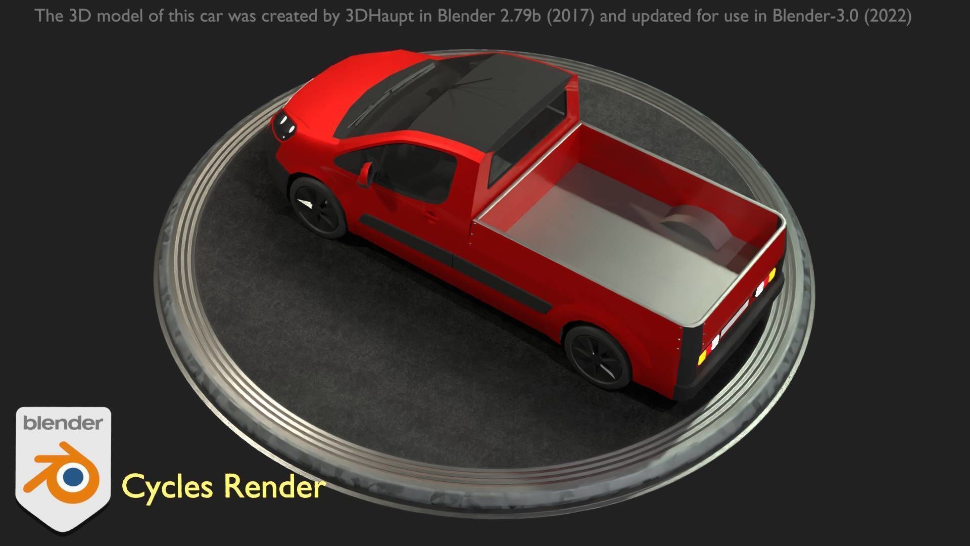 City Car 39 Utility Vehicles Van Pickup 1500 Type-D Red Low-poly 3D model_11