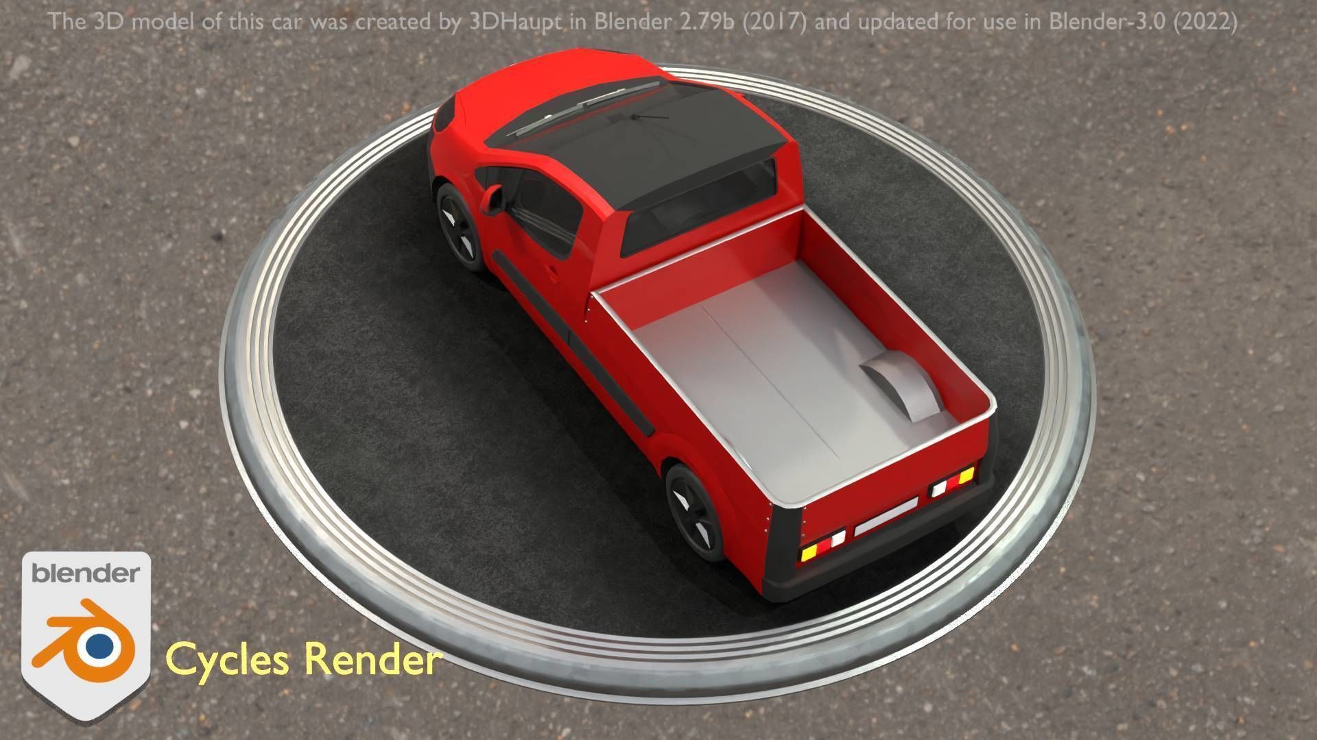 City Car 39 Utility Vehicles Van Pickup 1500 Type-D Red Low-poly 3D model_56