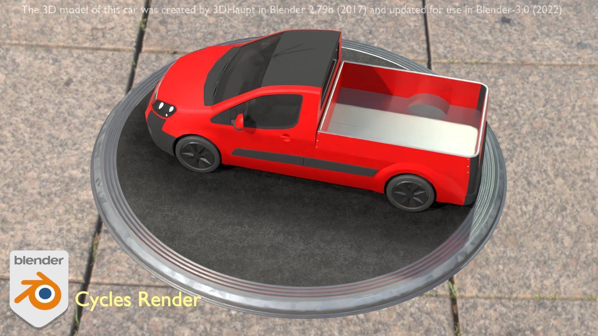 City Car 39 Utility Vehicles Van Pickup 1500 Type-D Red Low-poly 3D model_16