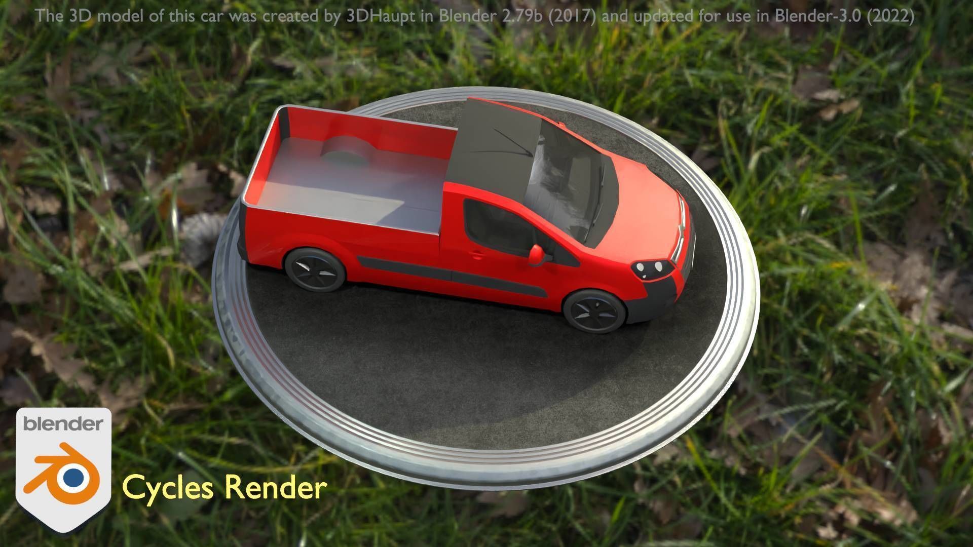 City Car 39 Utility Vehicles Van Pickup 1500 Type-D Red Low-poly 3D model_17