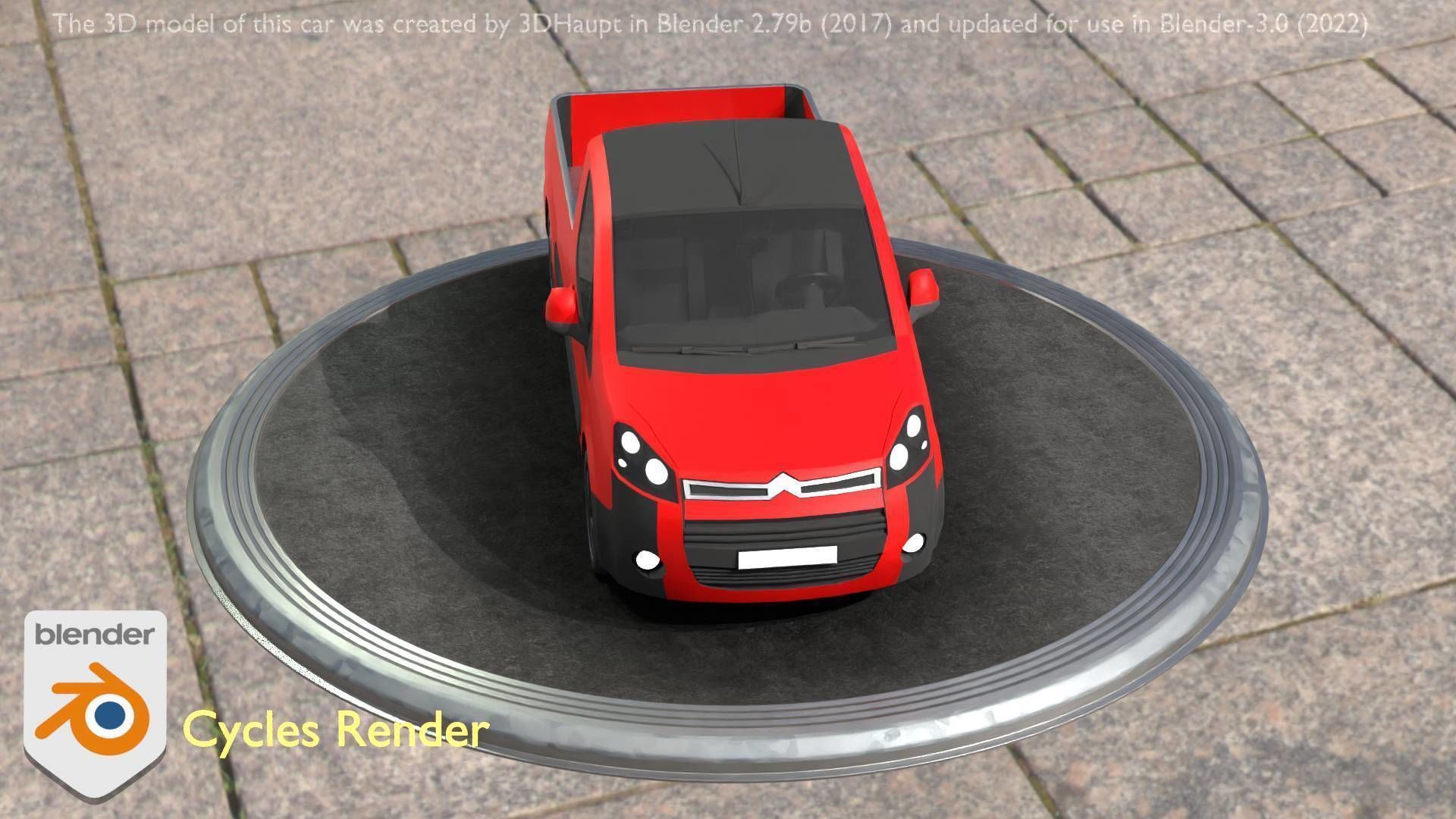 City Car 39 Utility Vehicles Van Pickup 1500 Type-D Red Low-poly 3D model_90