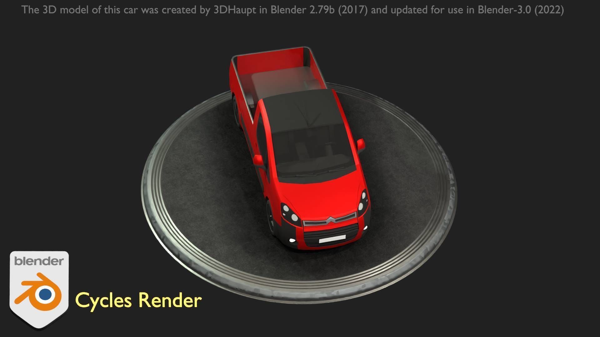 City Car 39 Utility Vehicles Van Pickup 1500 Type-D Red Low-poly 3D model_22