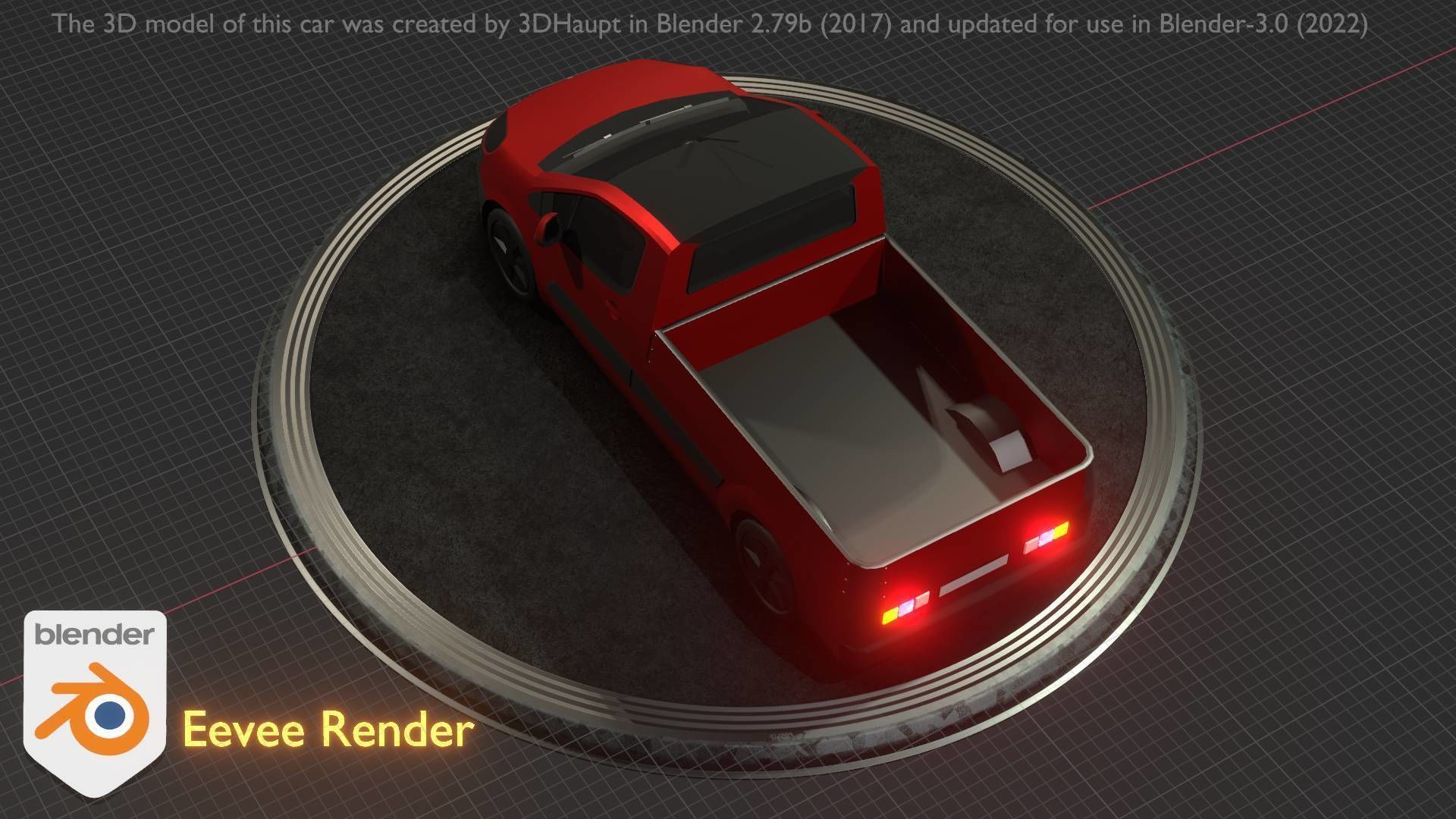 City Car 39 Utility Vehicles Van Pickup 1500 Type-D Red Low-poly 3D model_95