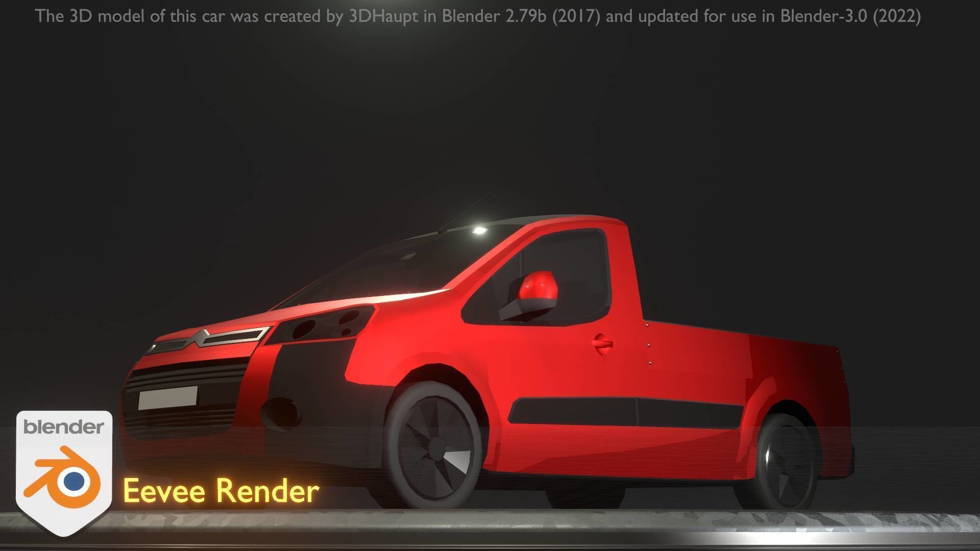 City Car 39 Utility Vehicles Van Pickup 1500 Type-D Red Low-poly 3D model_37