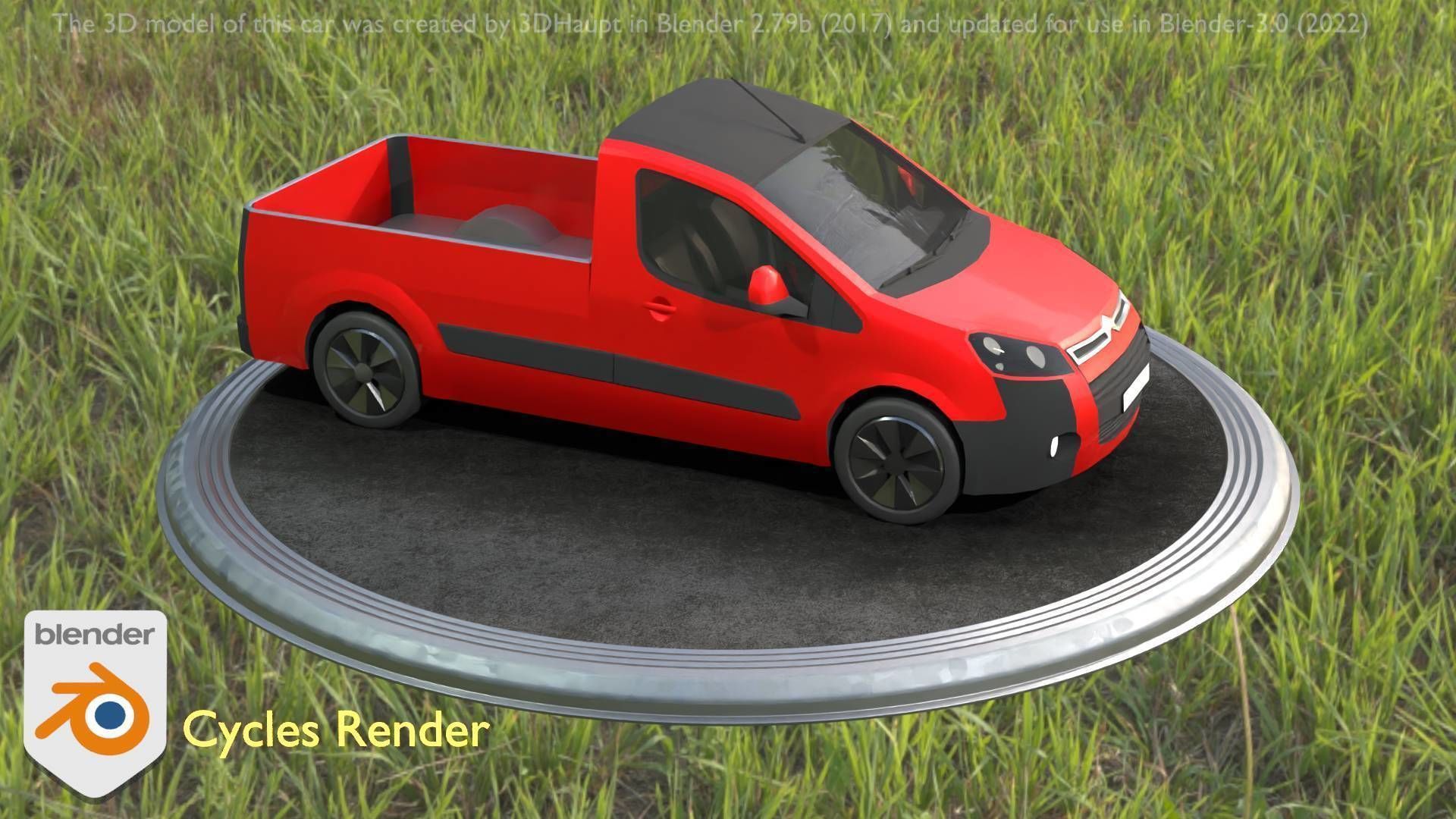City Car 39 Utility Vehicles Van Pickup 1500 Type-D Red Low-poly 3D model_39