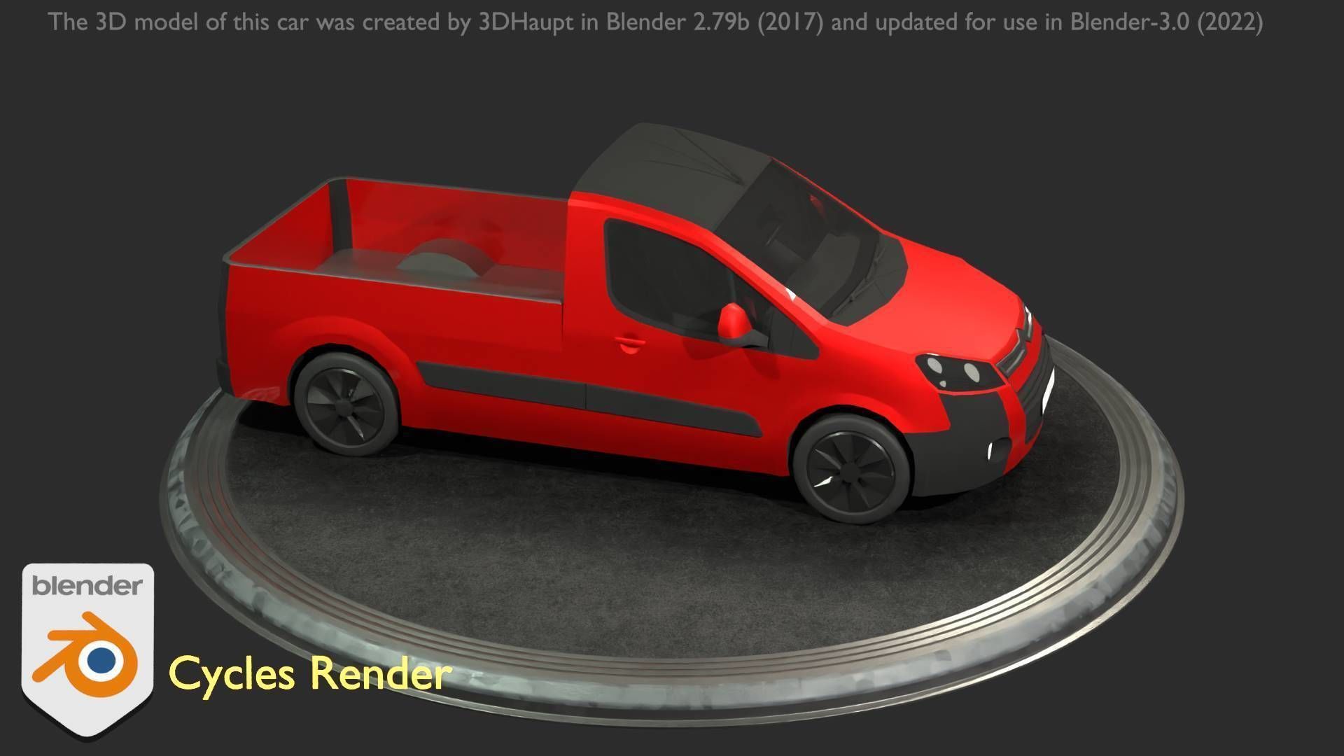 City Car 39 Utility Vehicles Van Pickup 1500 Type-D Red Low-poly 3D model_52