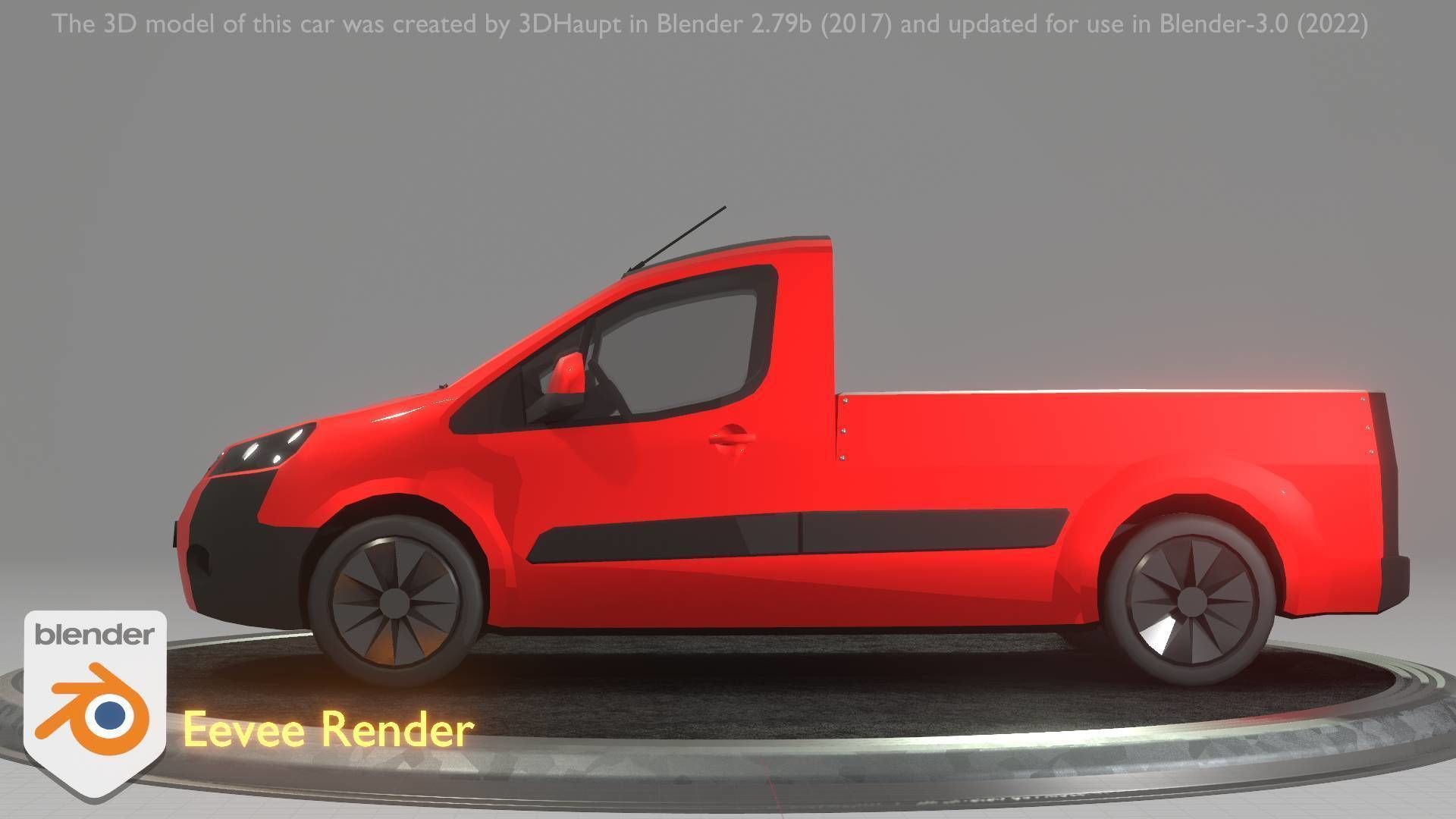 City Car 39 Utility Vehicles Van Pickup 1500 Type-D Red Low-poly 3D model_43