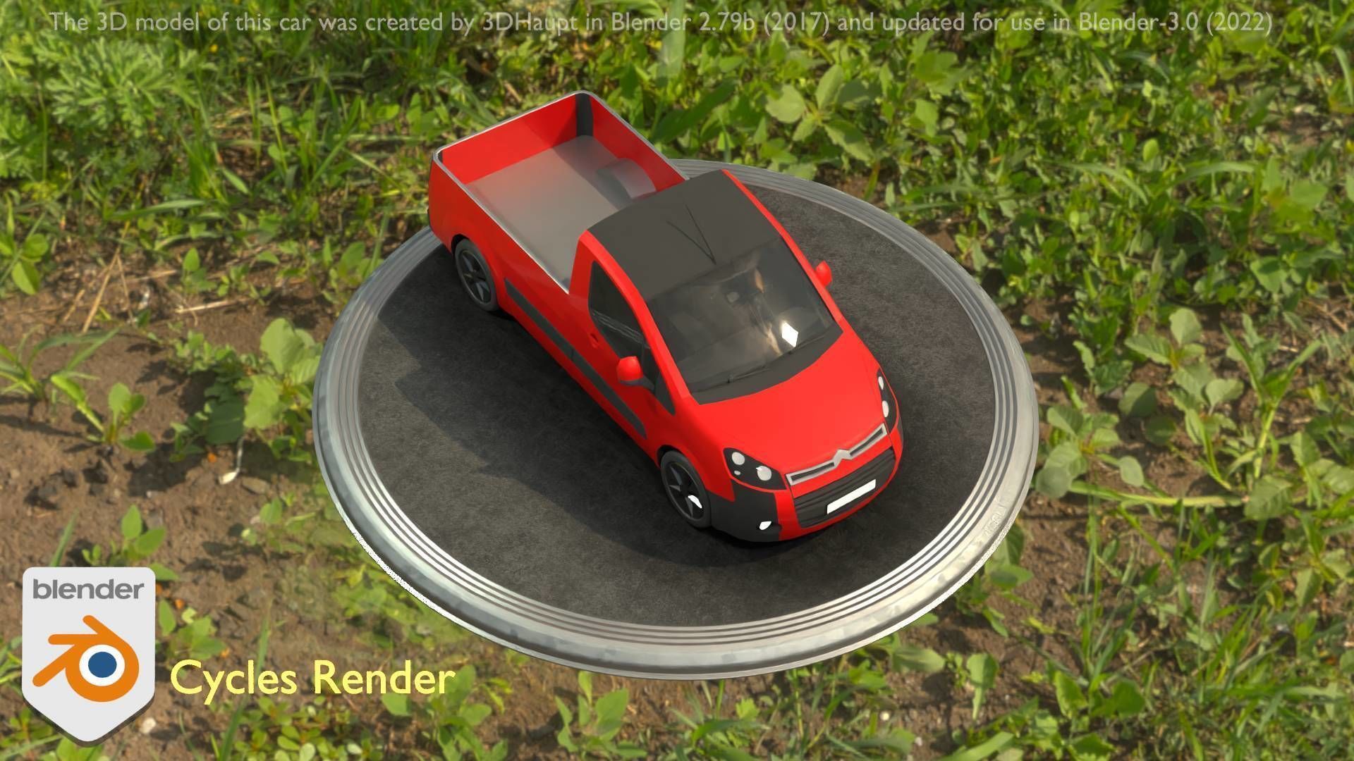 City Car 39 Utility Vehicles Van Pickup 1500 Type-D Red Low-poly 3D model_67