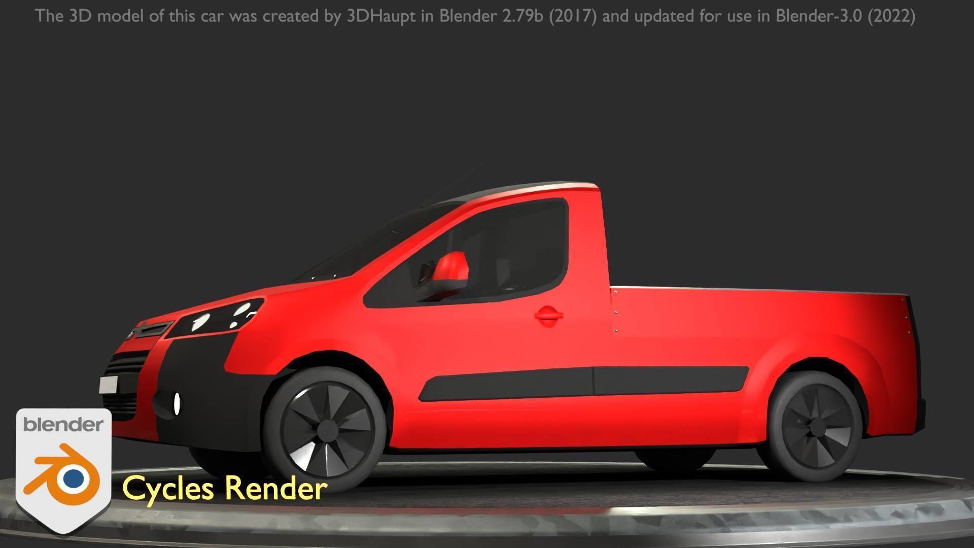 City Car 39 Utility Vehicles Van Pickup 1500 Type-D Red Low-poly 3D model_47