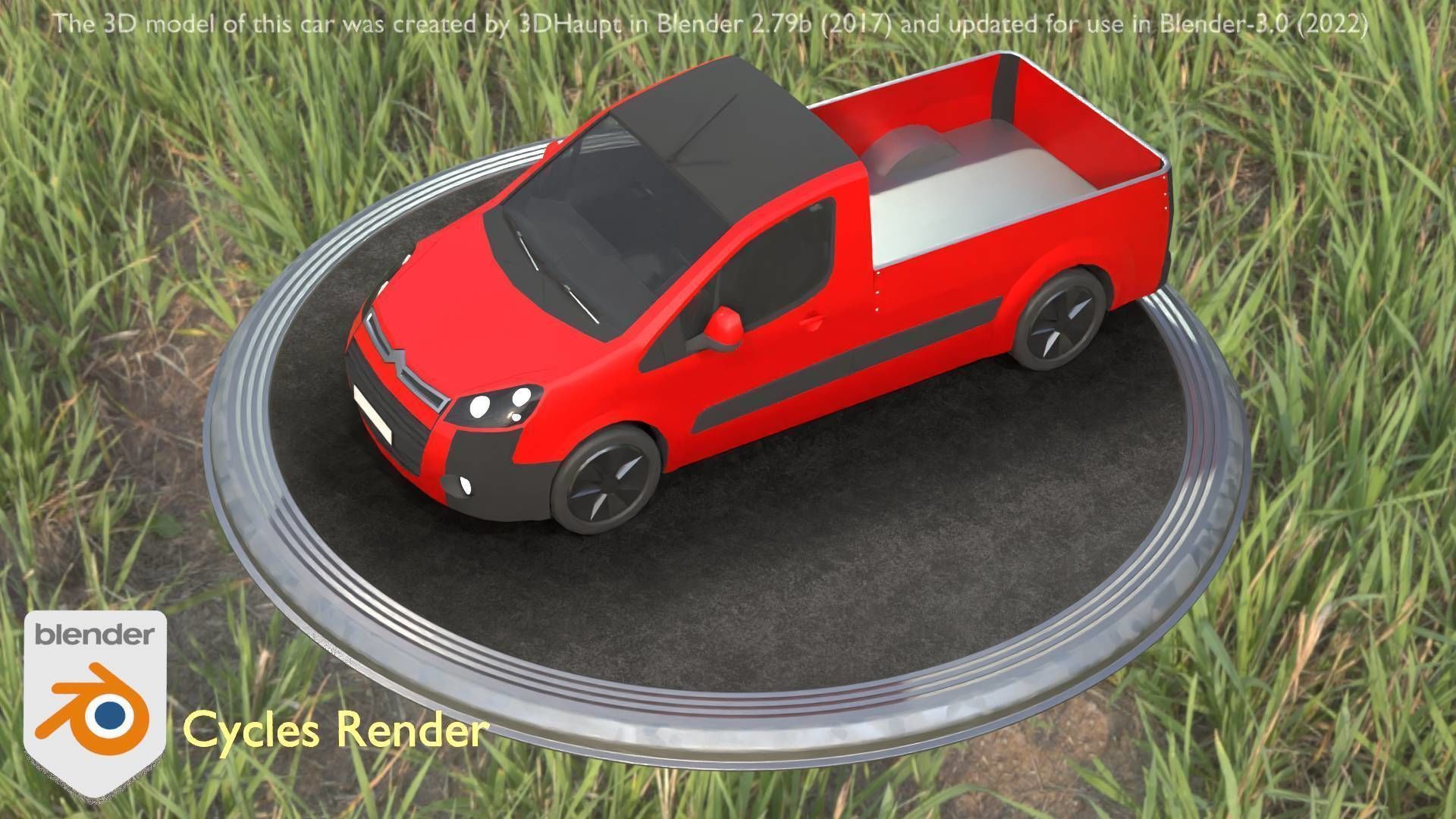 City Car 39 Utility Vehicles Van Pickup 1500 Type-D Red Low-poly 3D model_15