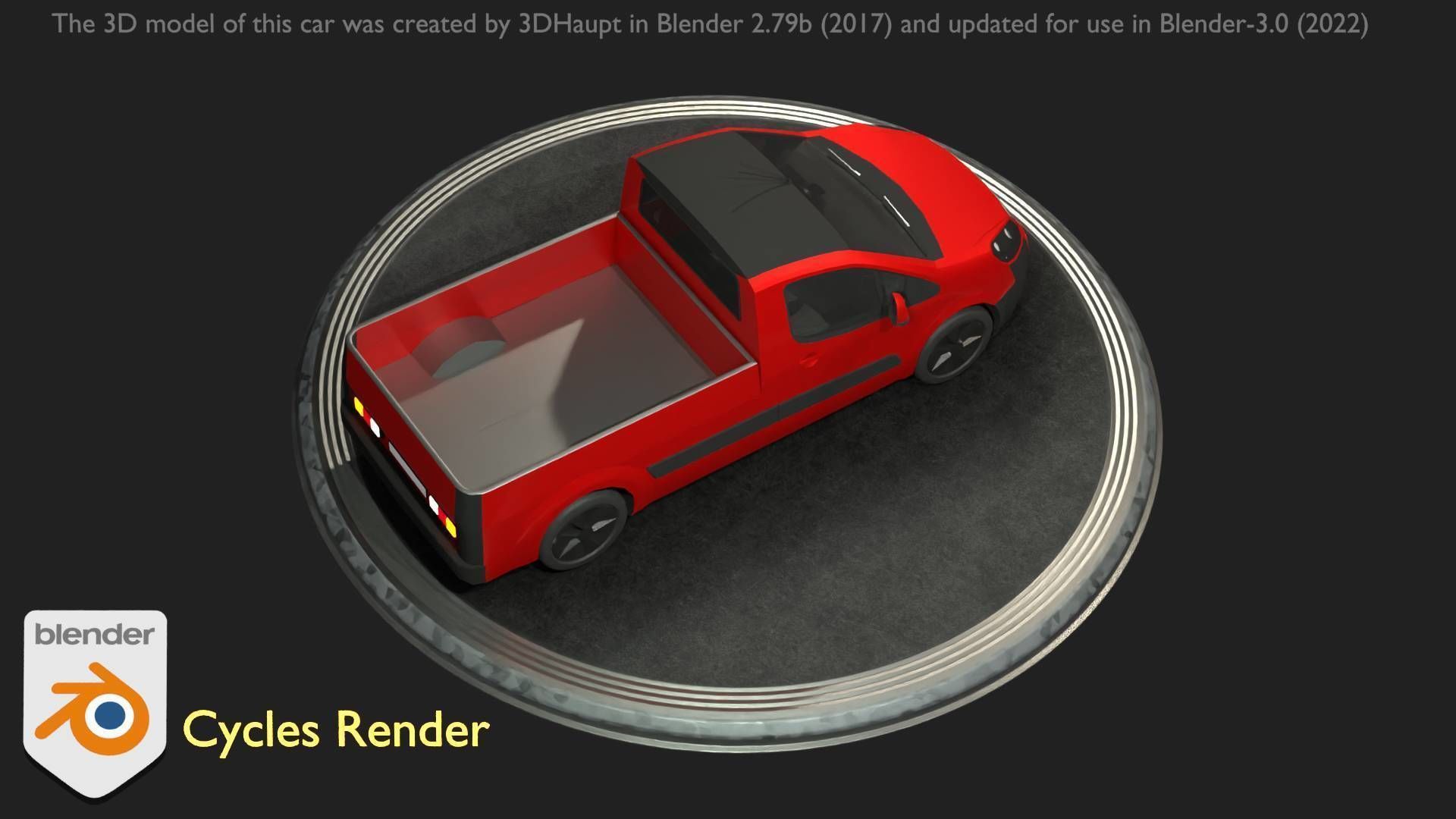 City Car 39 Utility Vehicles Van Pickup 1500 Type-D Red Low-poly 3D model_61