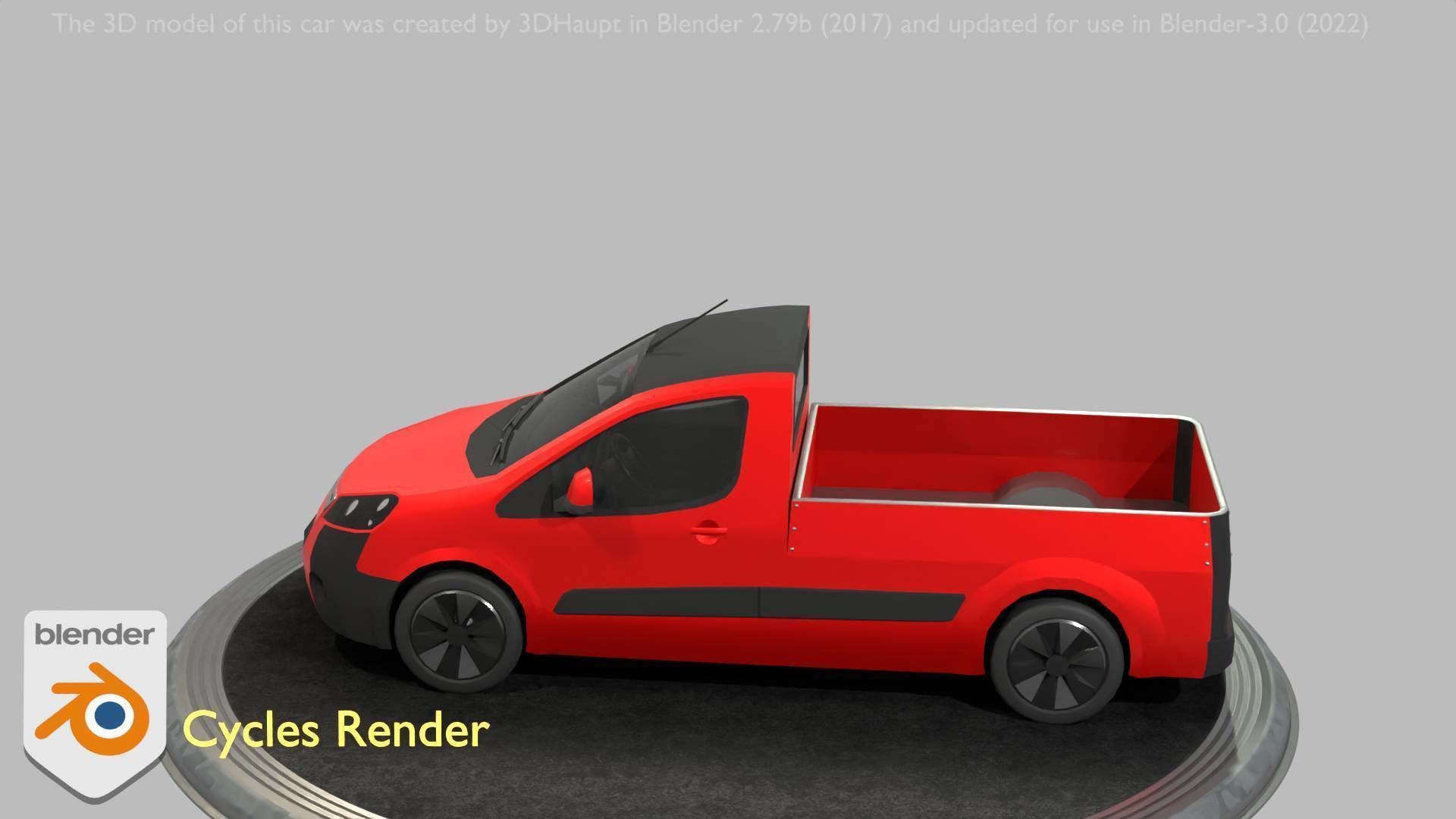 City Car 39 Utility Vehicles Van Pickup 1500 Type-D Red Low-poly 3D model_78