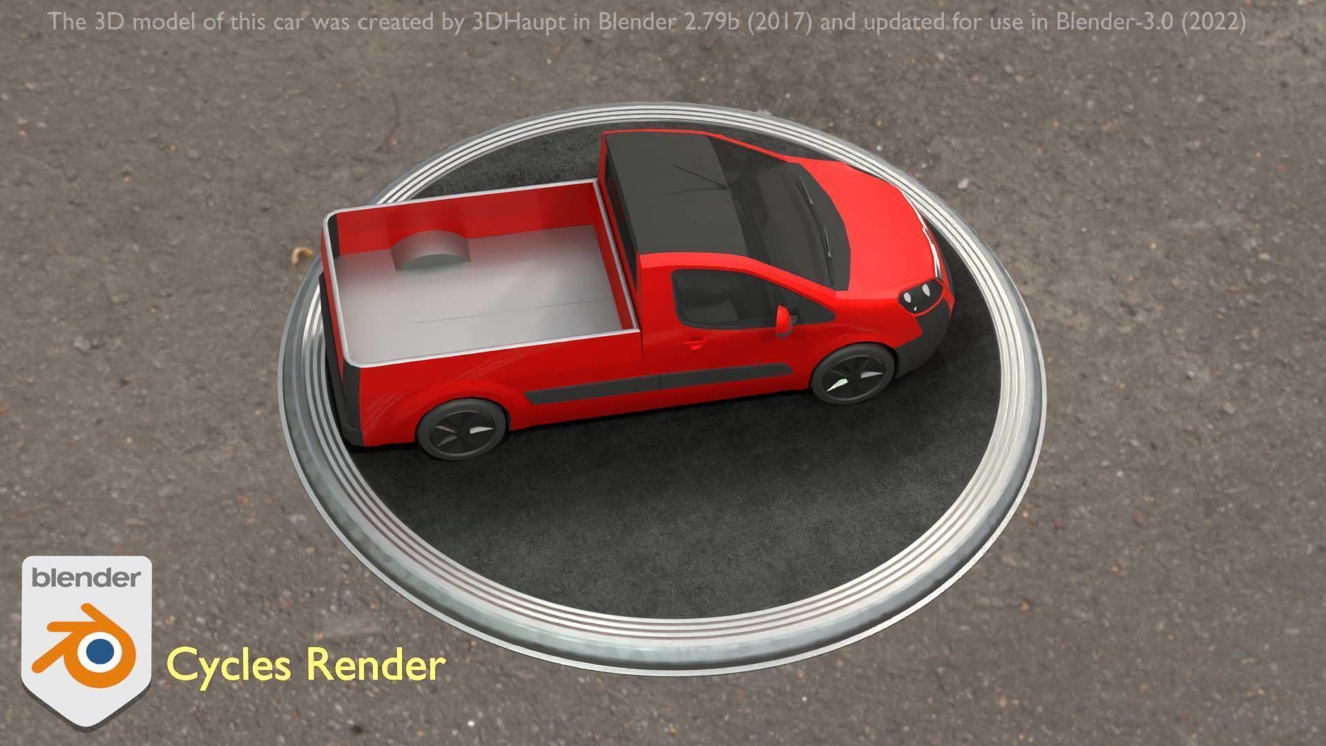 City Car 39 Utility Vehicles Van Pickup 1500 Type-D Red Low-poly 3D model_26