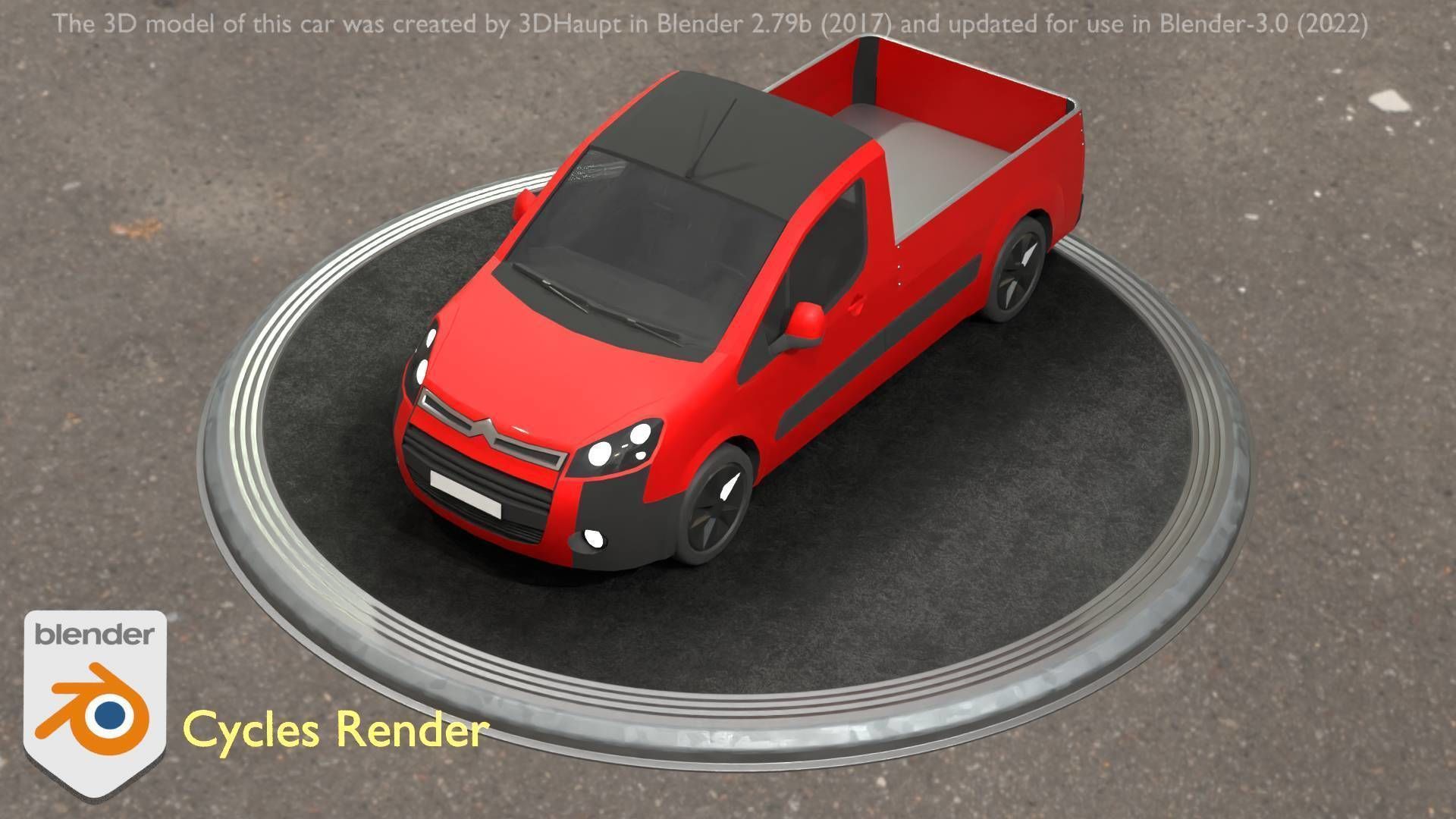 City Car 39 Utility Vehicles Van Pickup 1500 Type-D Red Low-poly 3D model_10