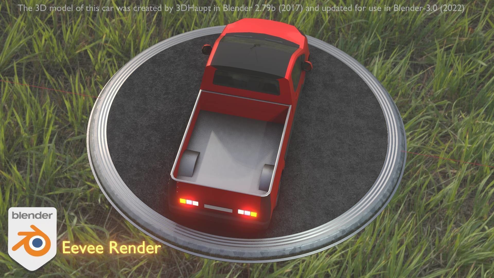 City Car 39 Utility Vehicles Van Pickup 1500 Type-D Red Low-poly 3D model_19