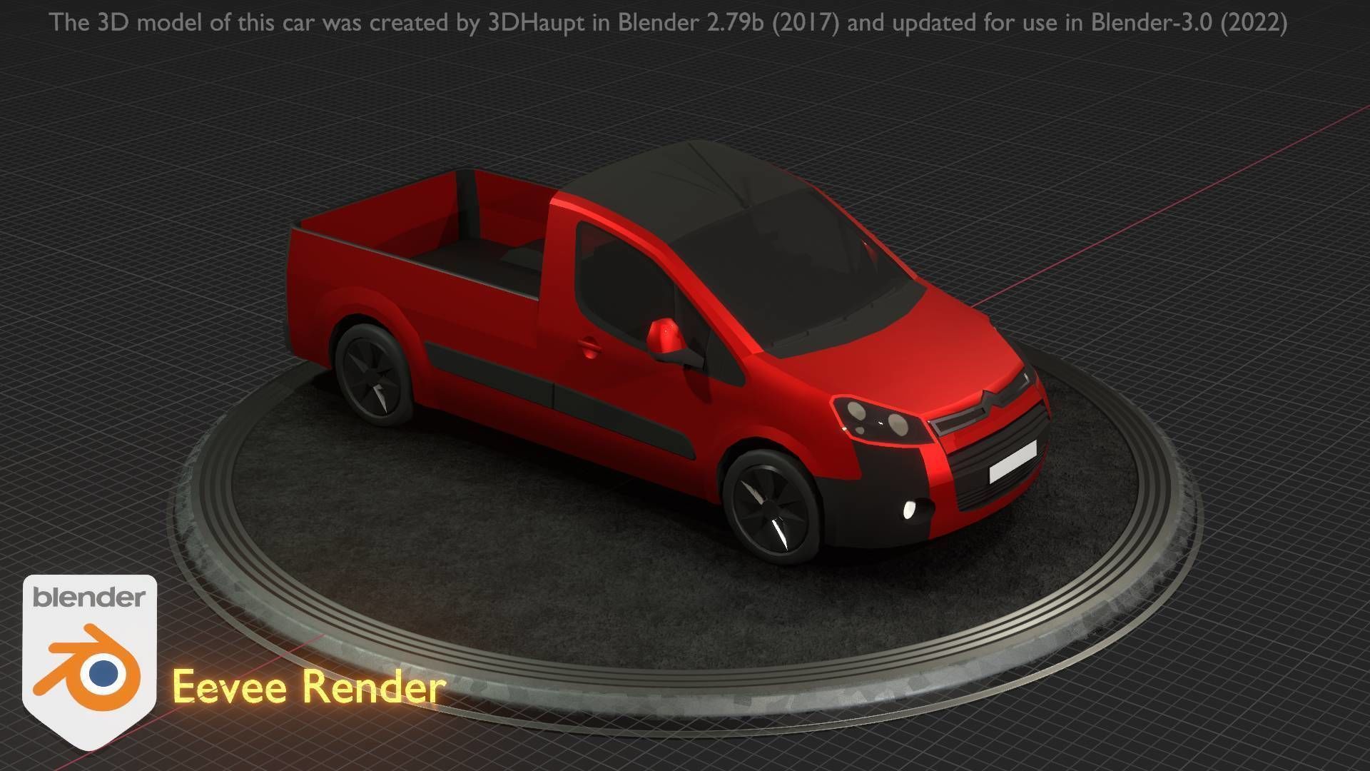 City Car 39 Utility Vehicles Van Pickup 1500 Type-D Red Low-poly 3D model_54
