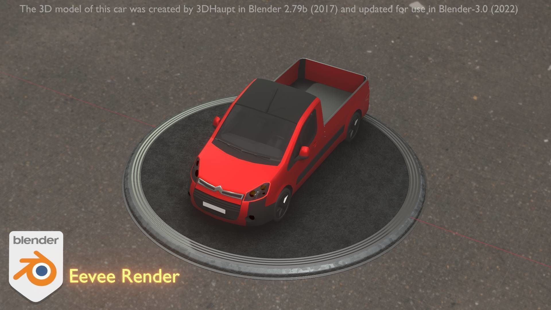 City Car 39 Utility Vehicles Van Pickup 1500 Type-D Red Low-poly 3D model_70