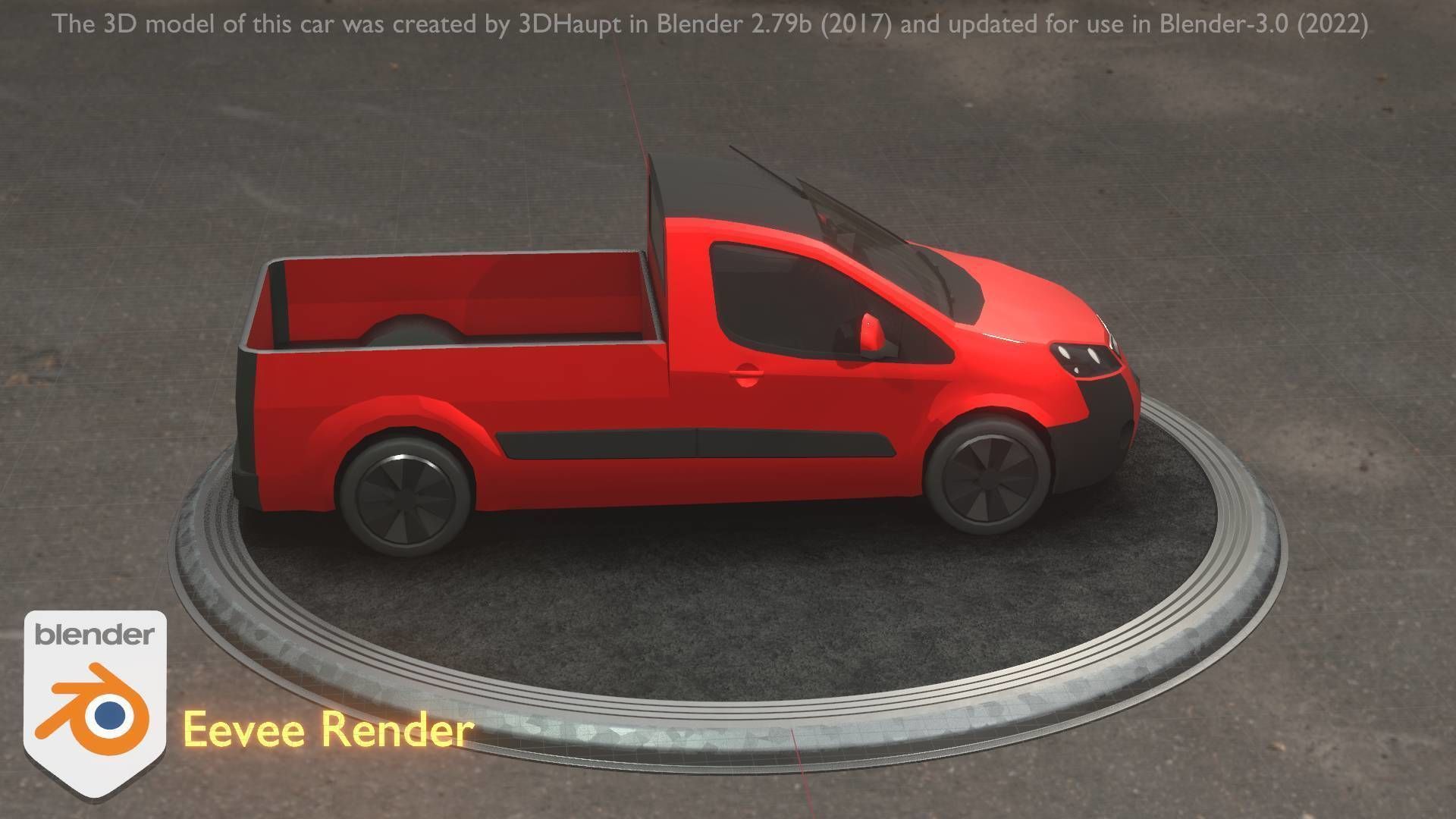 City Car 39 Utility Vehicles Van Pickup 1500 Type-D Red Low-poly 3D model_49