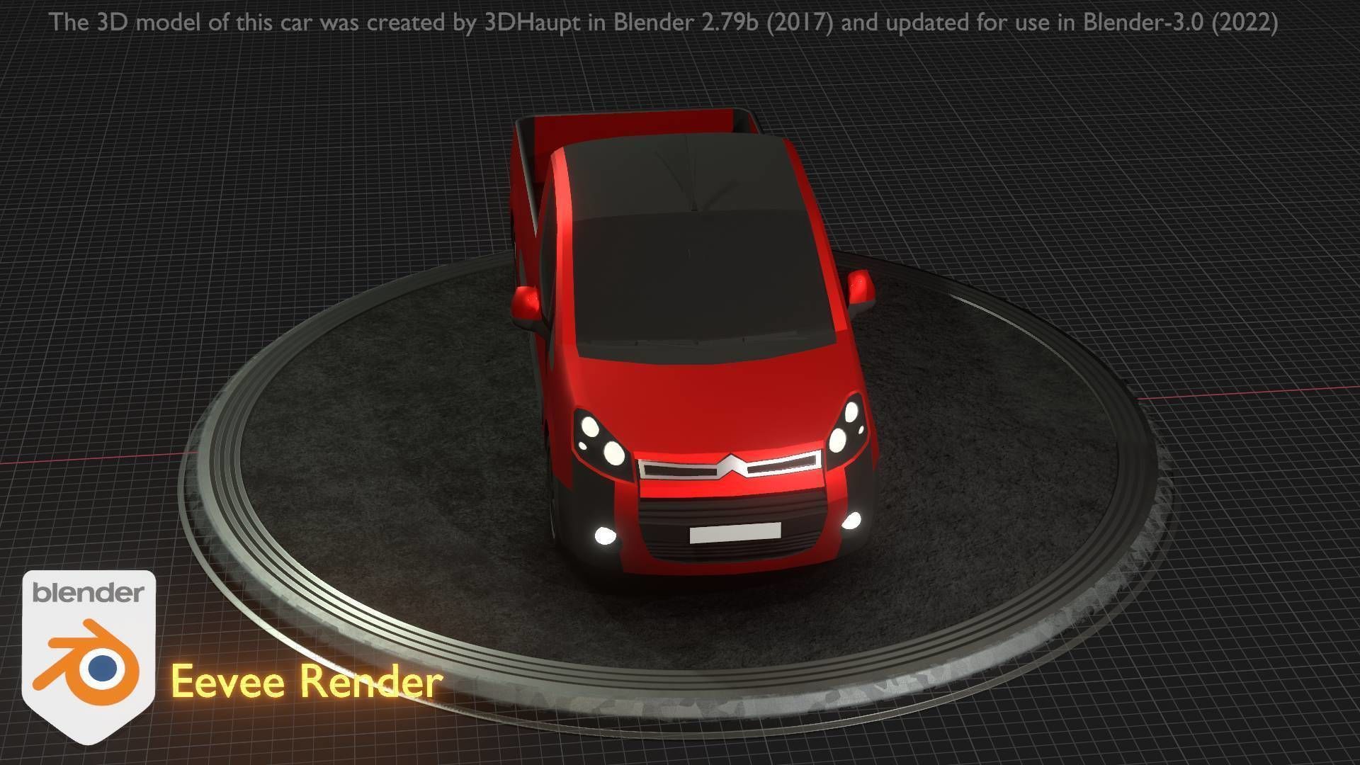 City Car 39 Utility Vehicles Van Pickup 1500 Type-D Red Low-poly 3D model_57