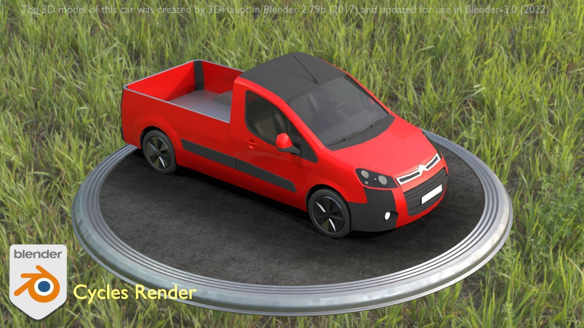 City Car 39 Utility Vehicles Van Pickup 1500 Type-D Red Low-poly 3D model_101
