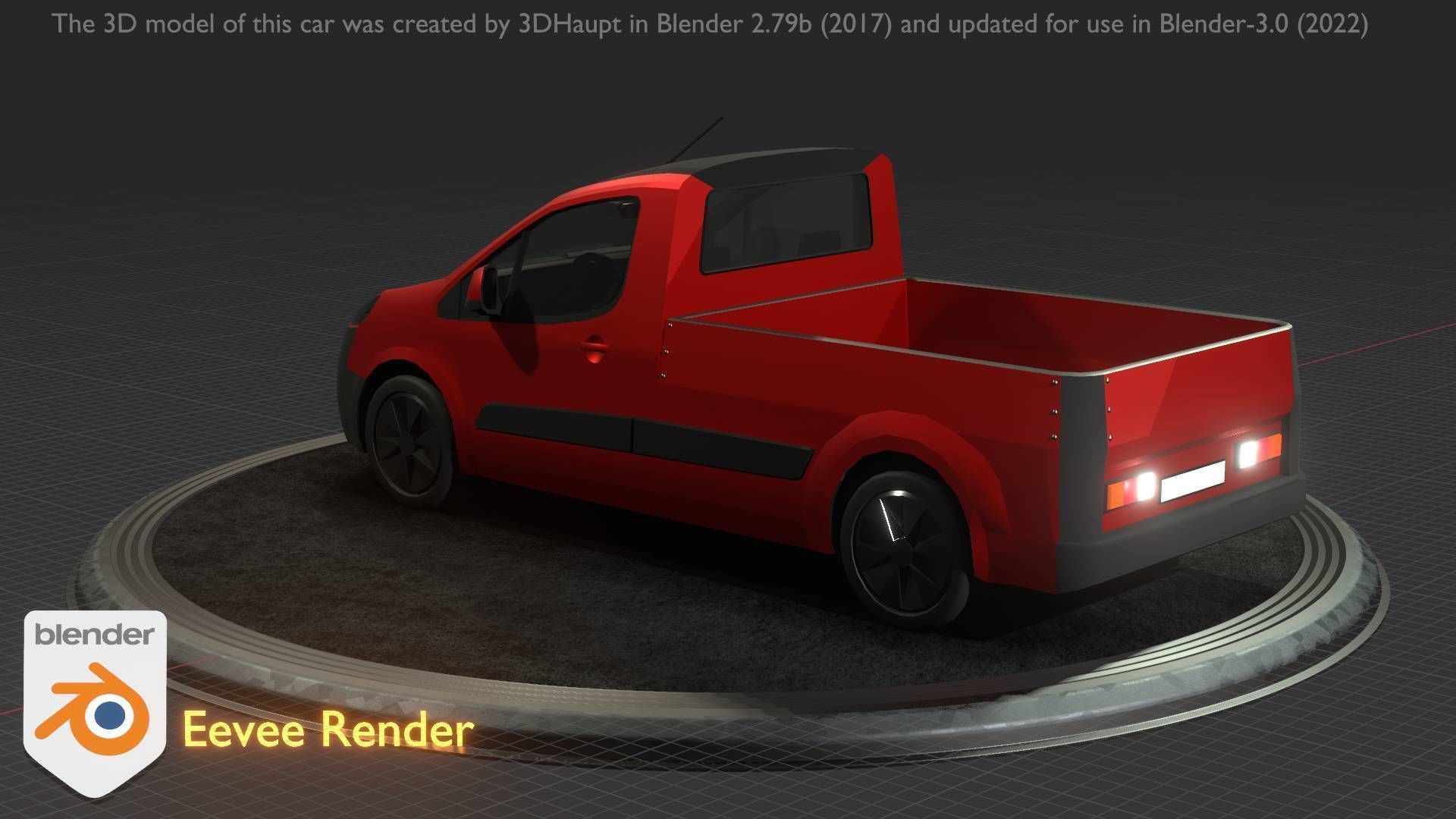 City Car 39 Utility Vehicles Van Pickup 1500 Type-D Red Low-poly 3D model_46
