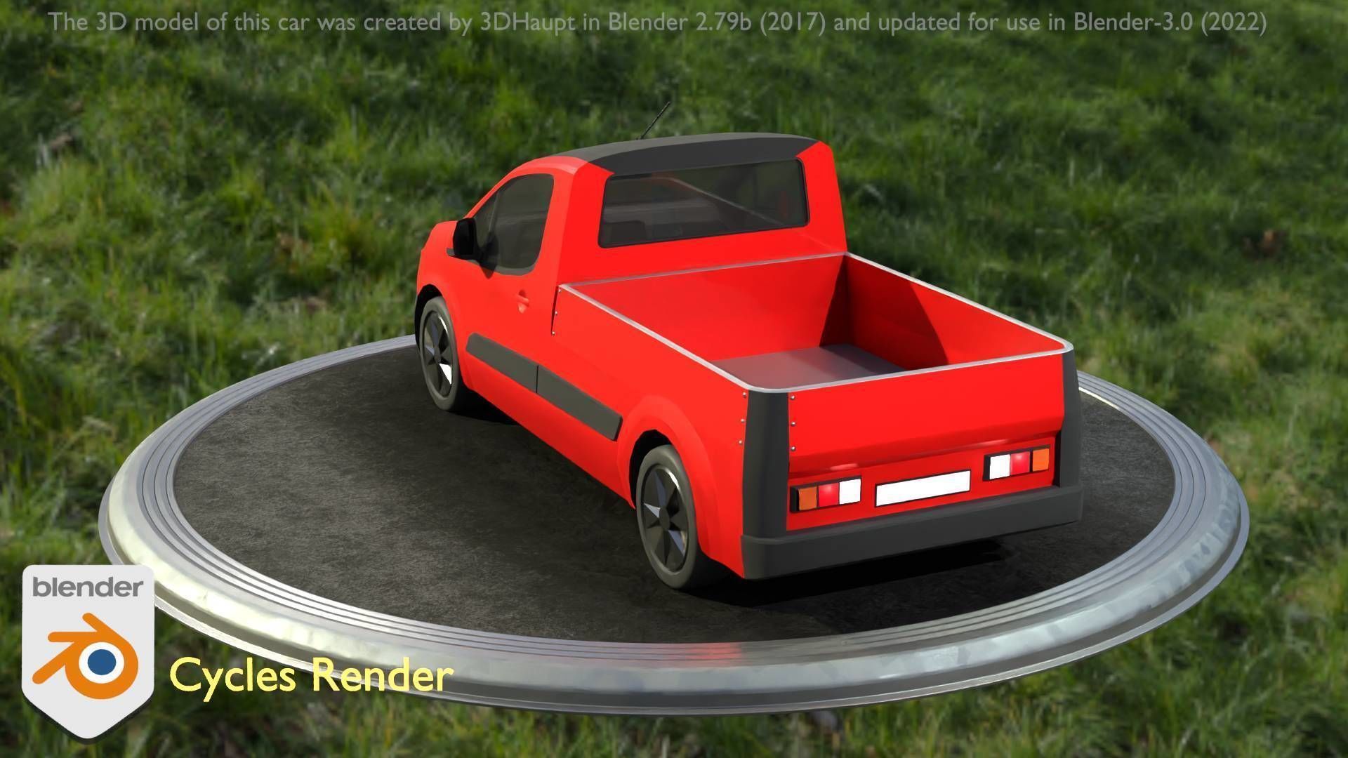 City Car 39 Utility Vehicles Van Pickup 1500 Type-D Red Low-poly 3D model_53