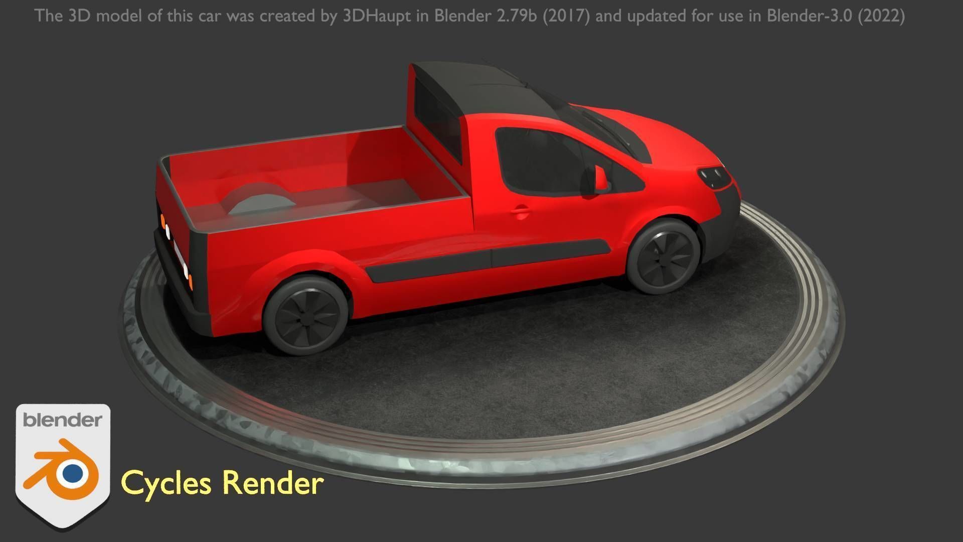 City Car 39 Utility Vehicles Van Pickup 1500 Type-D Red Low-poly 3D model_35