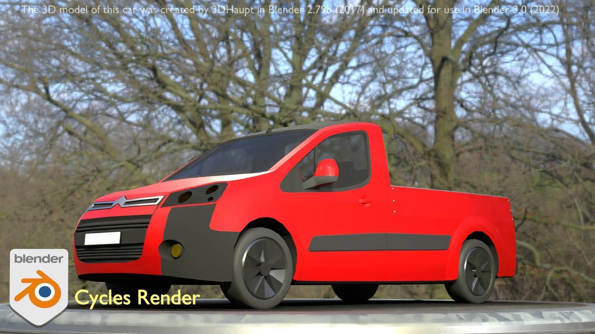 City Car 39 Utility Vehicles Van Pickup 1500 Type-D Red Low-poly 3D model_7
