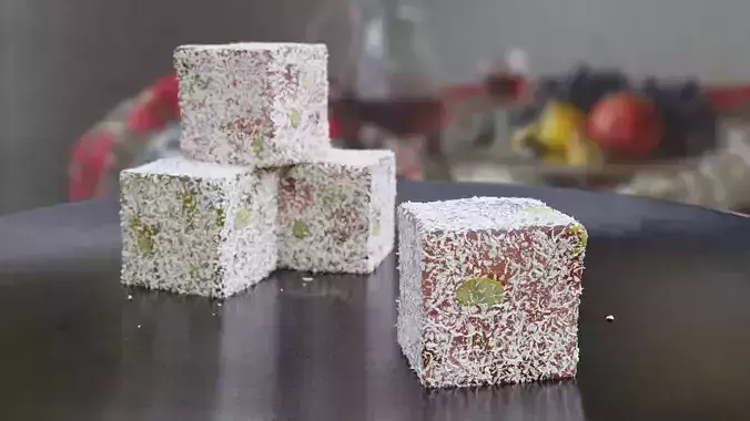 Turkish Delight with Coconut and Pistachio Low-poly 3D model