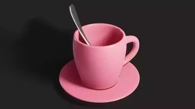 Minimalistic Coffee Cup with Spoon and Plate for Blender