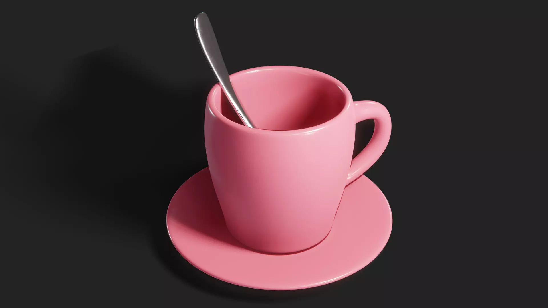 Minimalistic Coffee Cup with Spoon and Plate for Blender Free low-poly 3D model