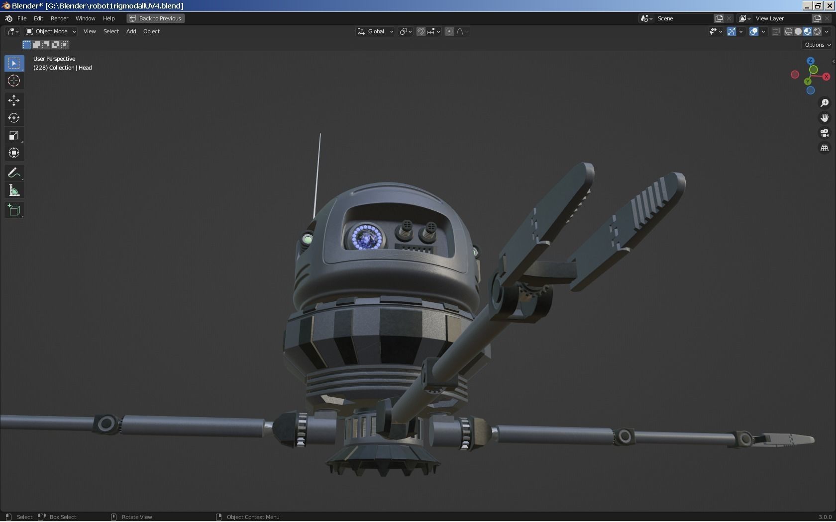 Sci-Fi Robot - Droid bone-rigged 3D model_22