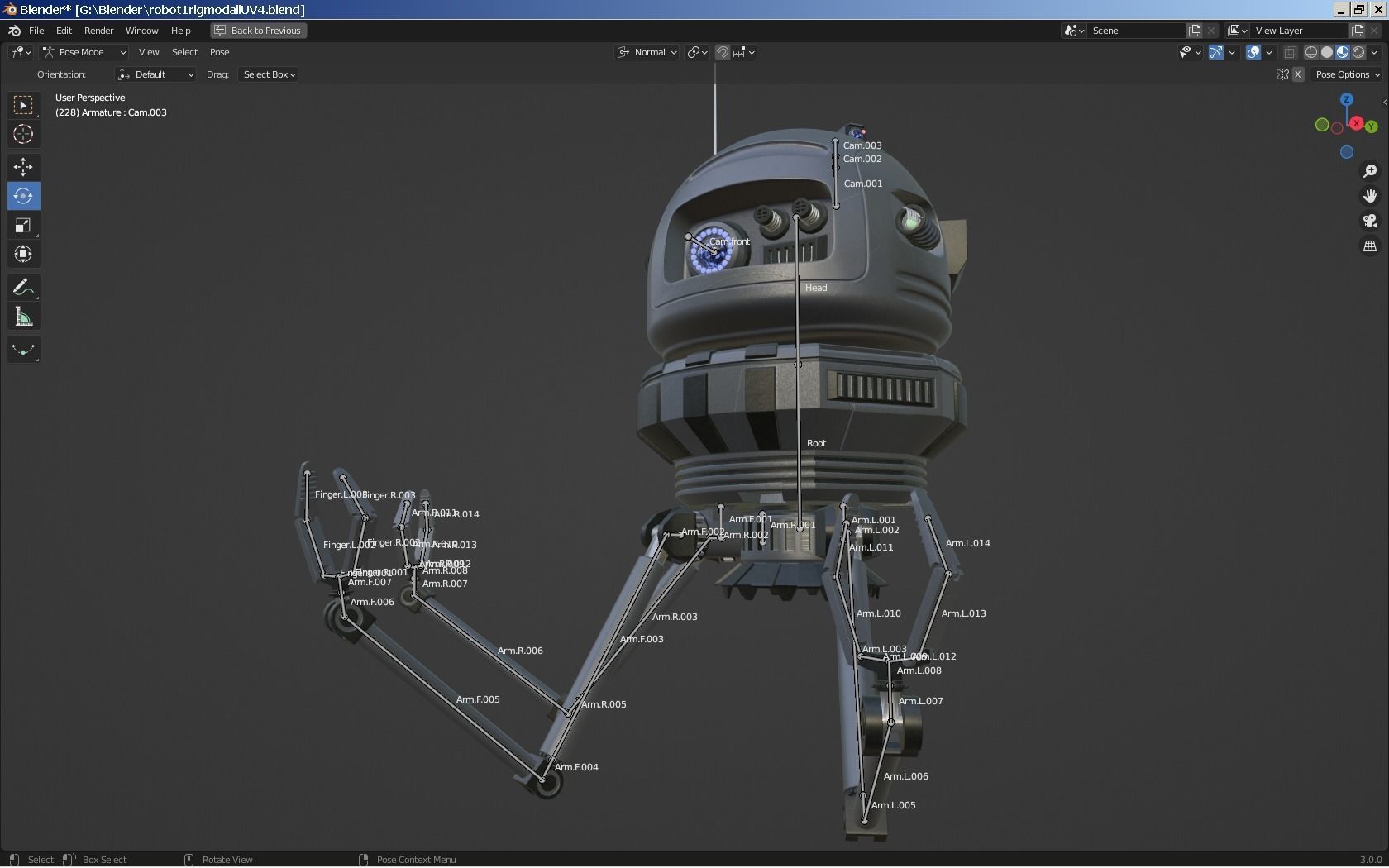 Sci-Fi Robot - Droid bone-rigged 3D model_29