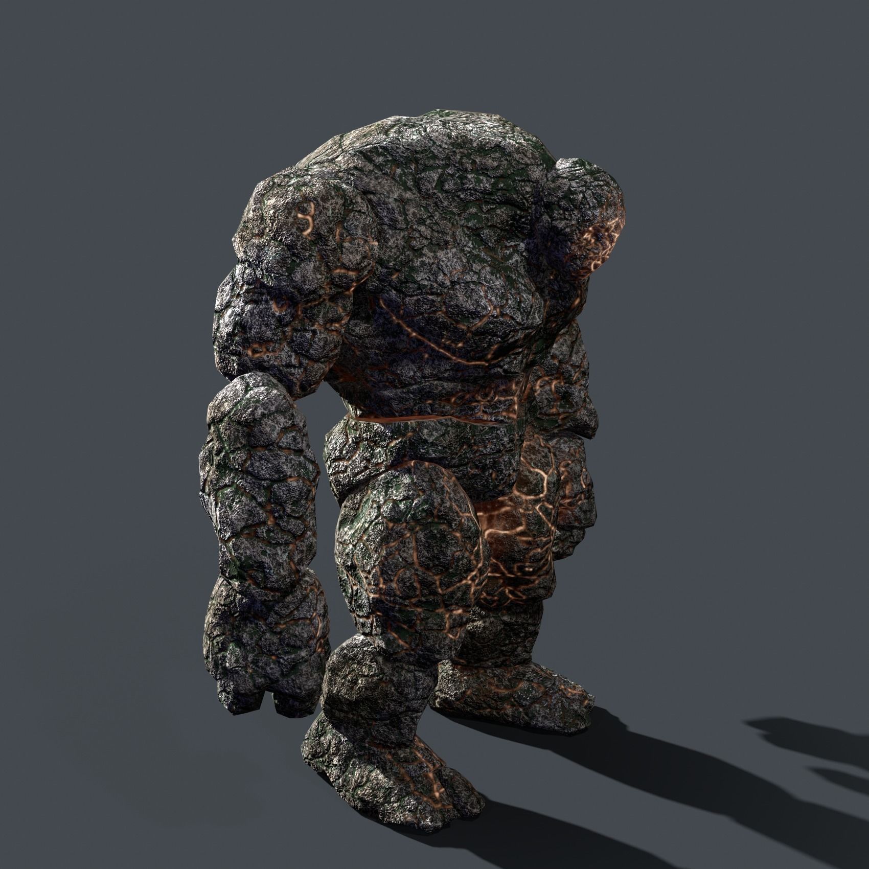 Elemental Golem - Rock - Low-poly 3D model_3