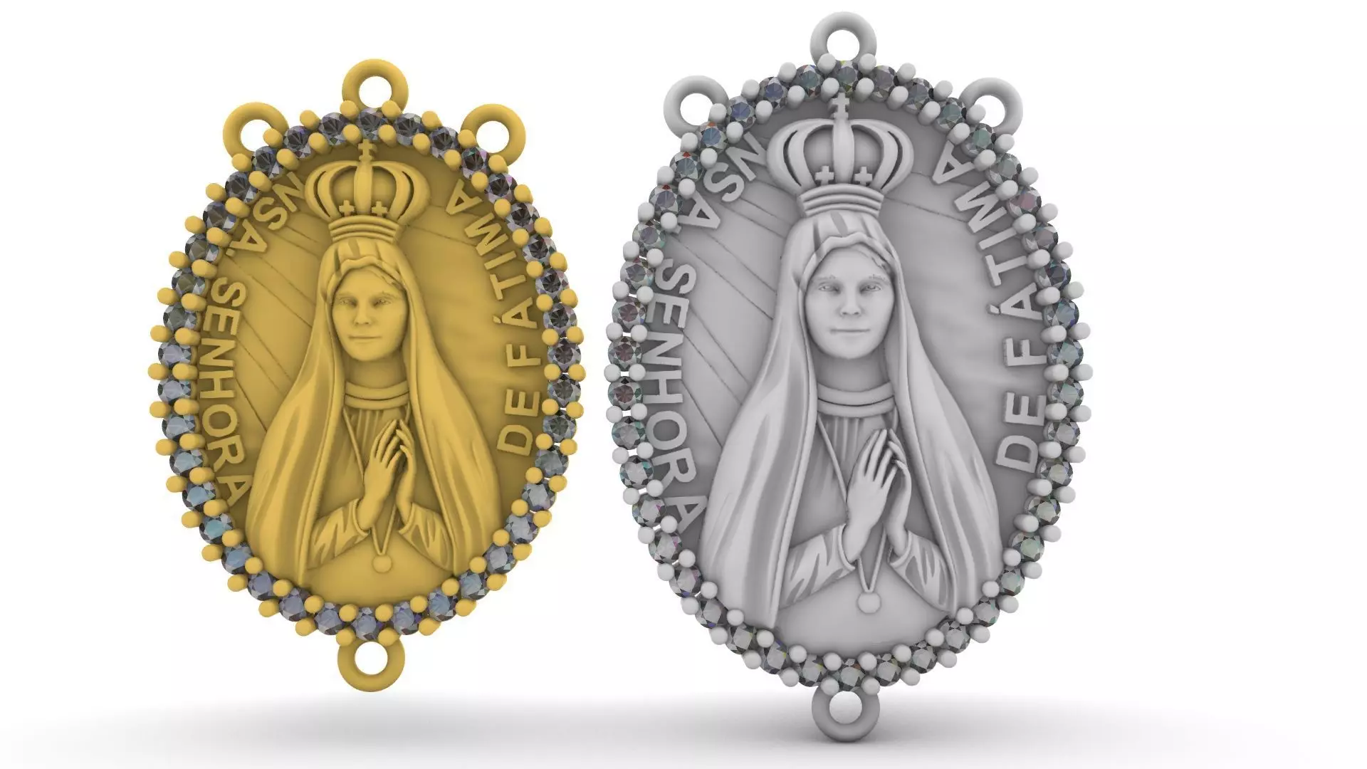 Fatima With brilhants 2 sizes 3D print model